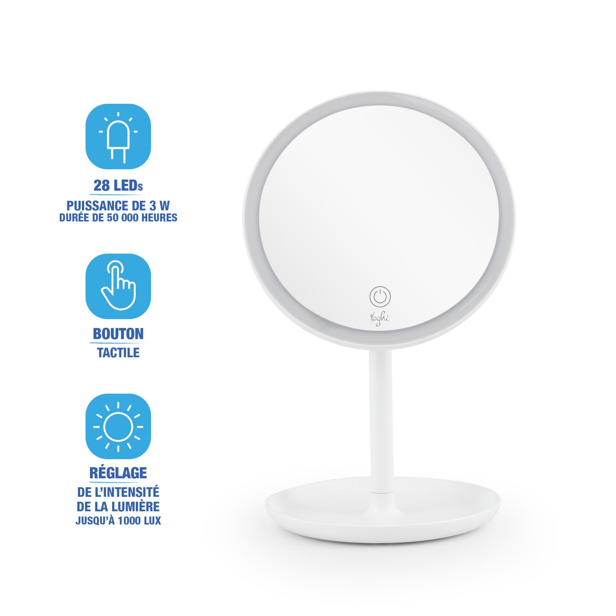 Voir la diapositive 13 : YOGHI Miroir LED Bluetooth Be lite - Blanc
