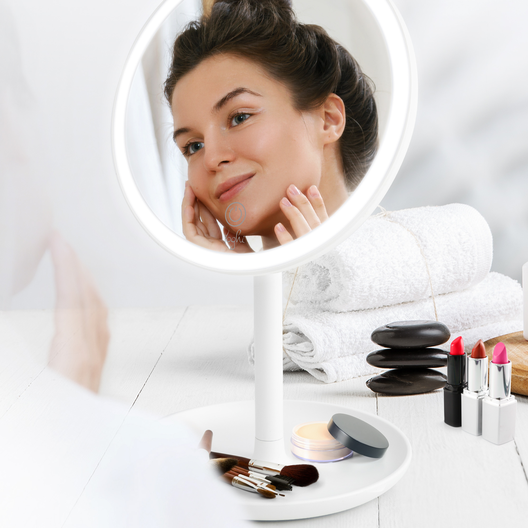 Voir la diapositive 11 : YOGHI Miroir LED Bluetooth Be lite - Blanc