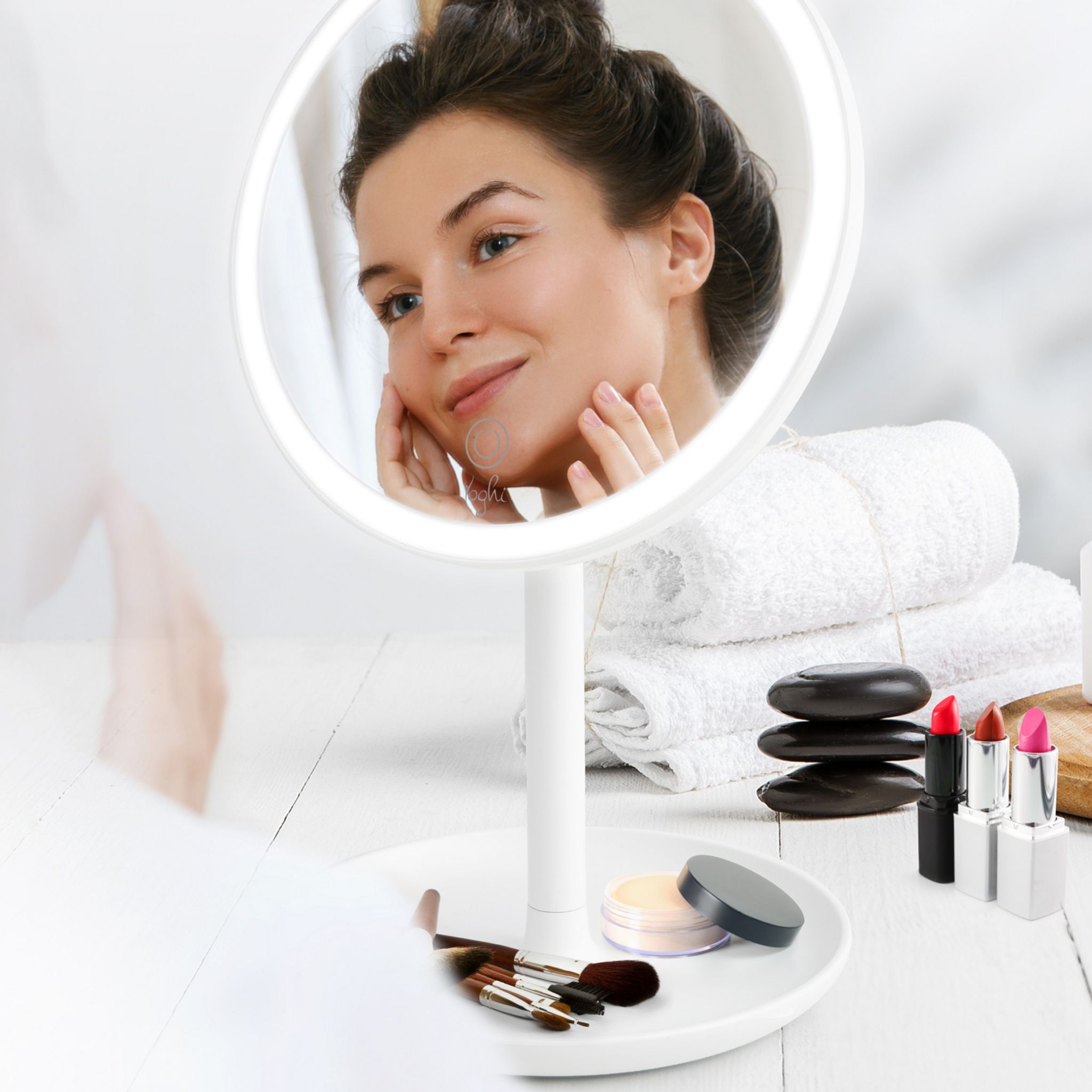 Voir la diapositive 11 : YOGHI Miroir LED Bluetooth Be lite - Blanc