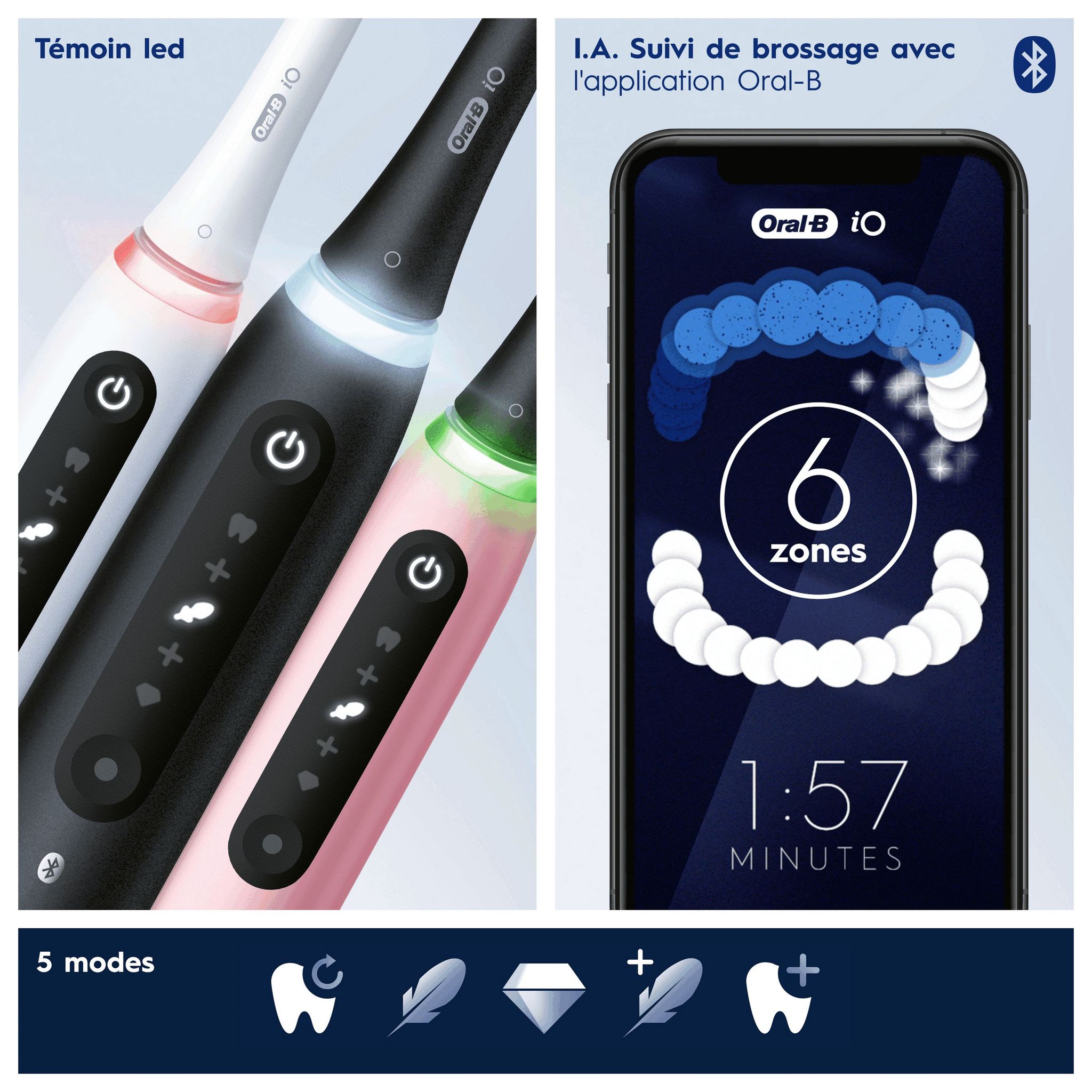 Voir la diapositive 9 : ORAL-B Brosse à dents électrique IO5 - Noir mat