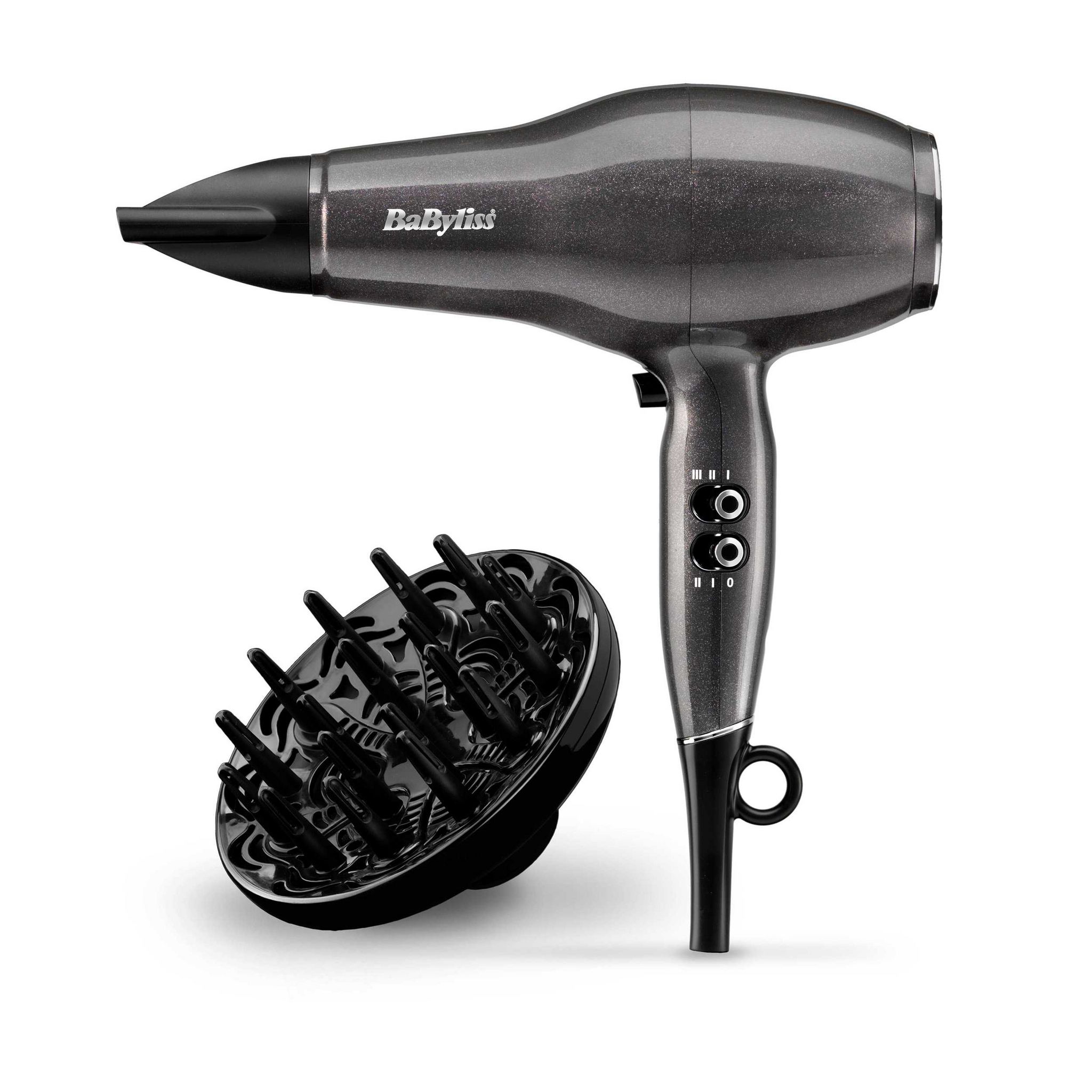 Voir la diapositive 2 : BABYLISS Sèche cheveux ionique avec diffuseur D6490DE - Gris