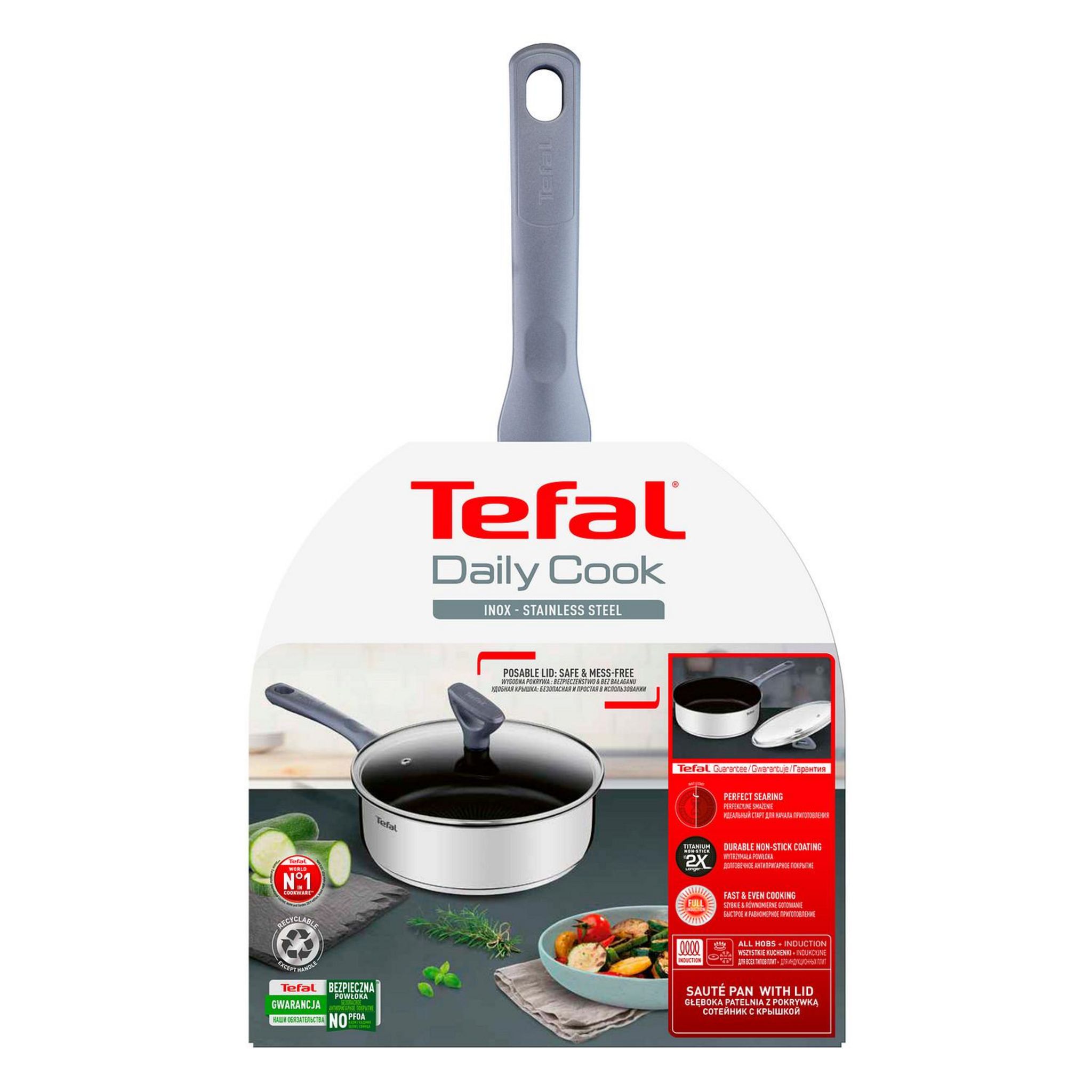 Voir la diapositive 5 : TEFAL Sauteuse induction 24 cm inox DAILY COOK