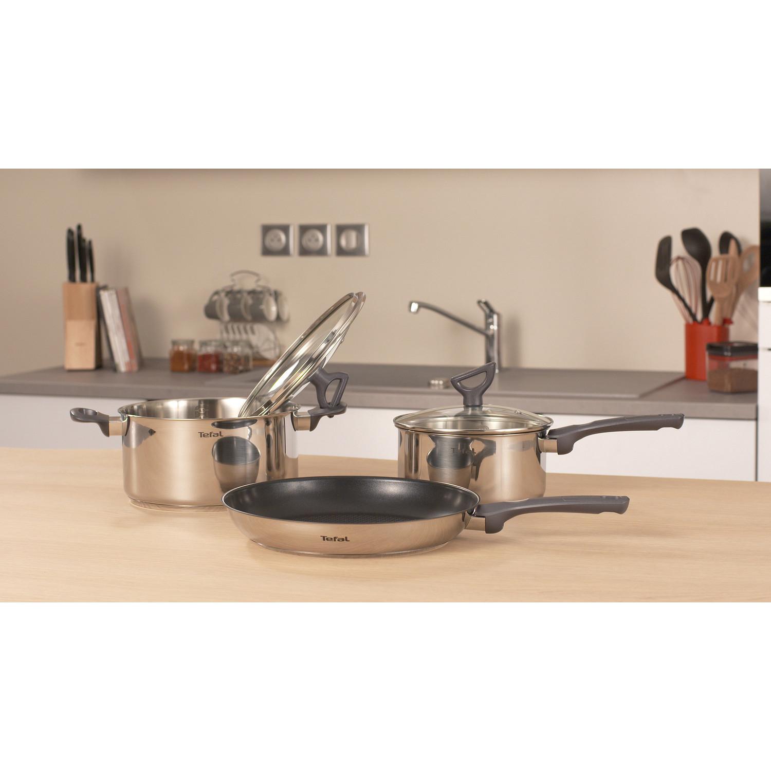 Voir la diapositive 3 : TEFAL Poêle inox antiadhésive 20cm tous feux dont induction INGENIO DAILY COOK