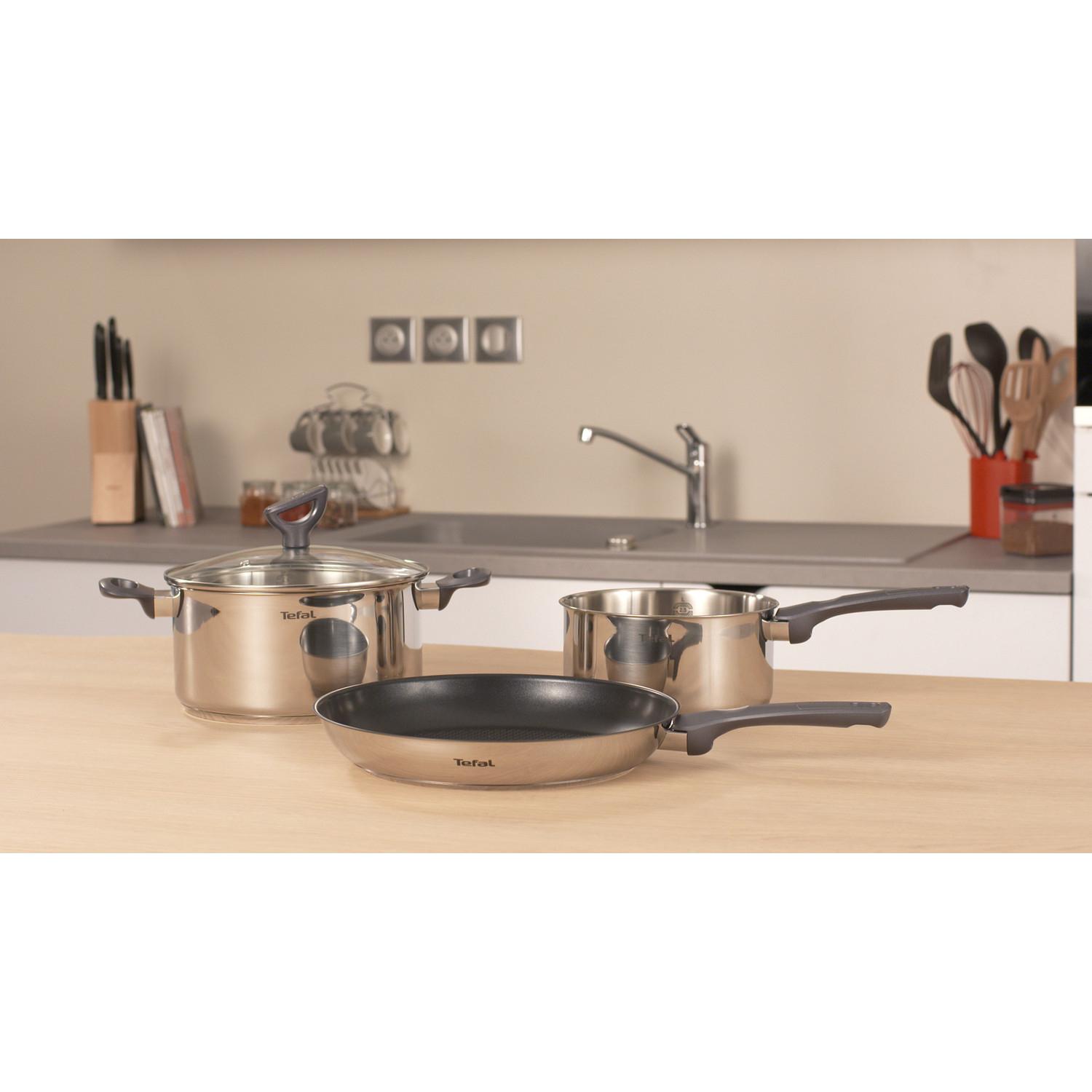 Voir la diapositive 4 : TEFAL Poêle inox antiadhésive 20cm tous feux dont induction INGENIO DAILY COOK