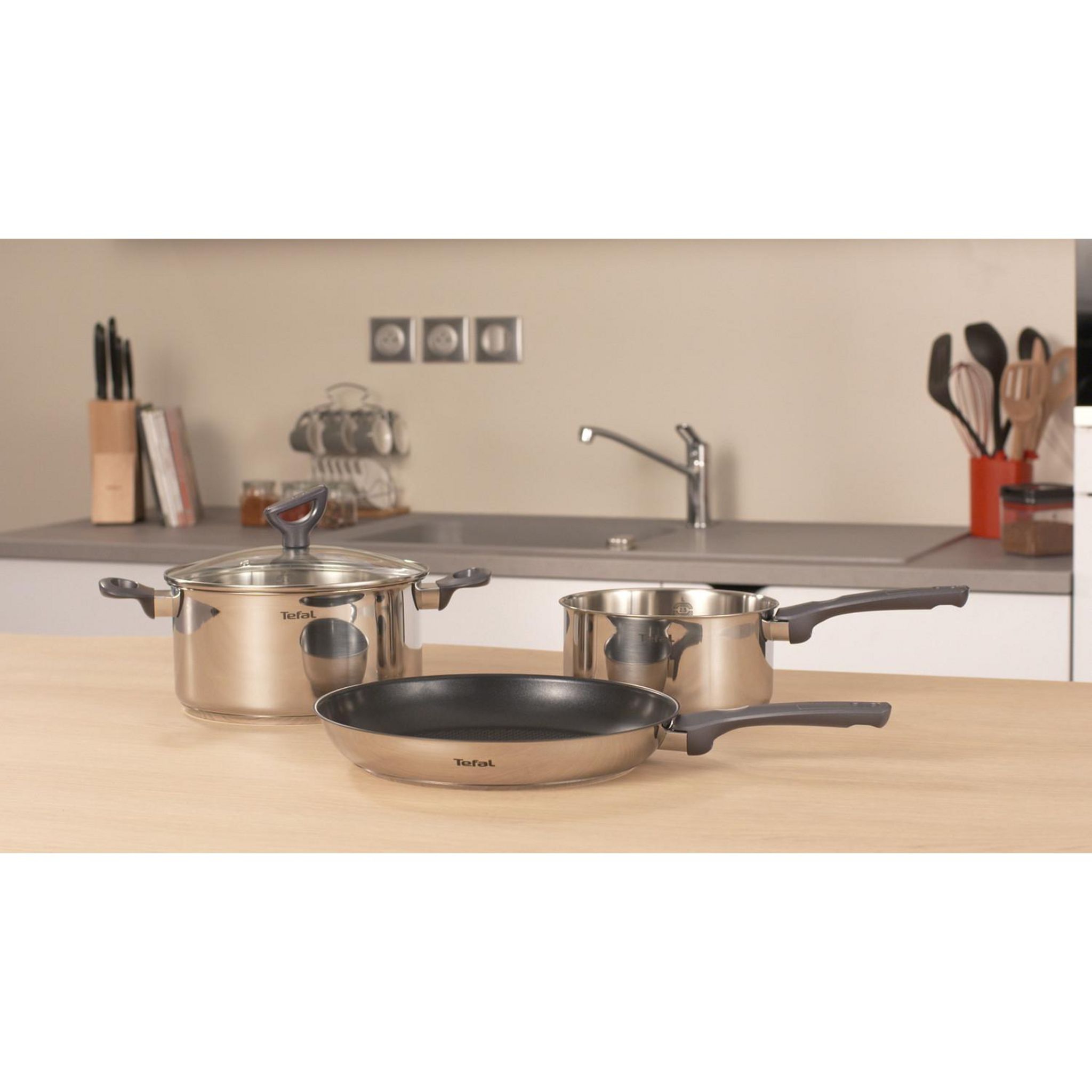 Voir la diapositive 4 : TEFAL Poêle inox antiadhésive 20cm tous feux dont induction  INGENIO DAILY COOK