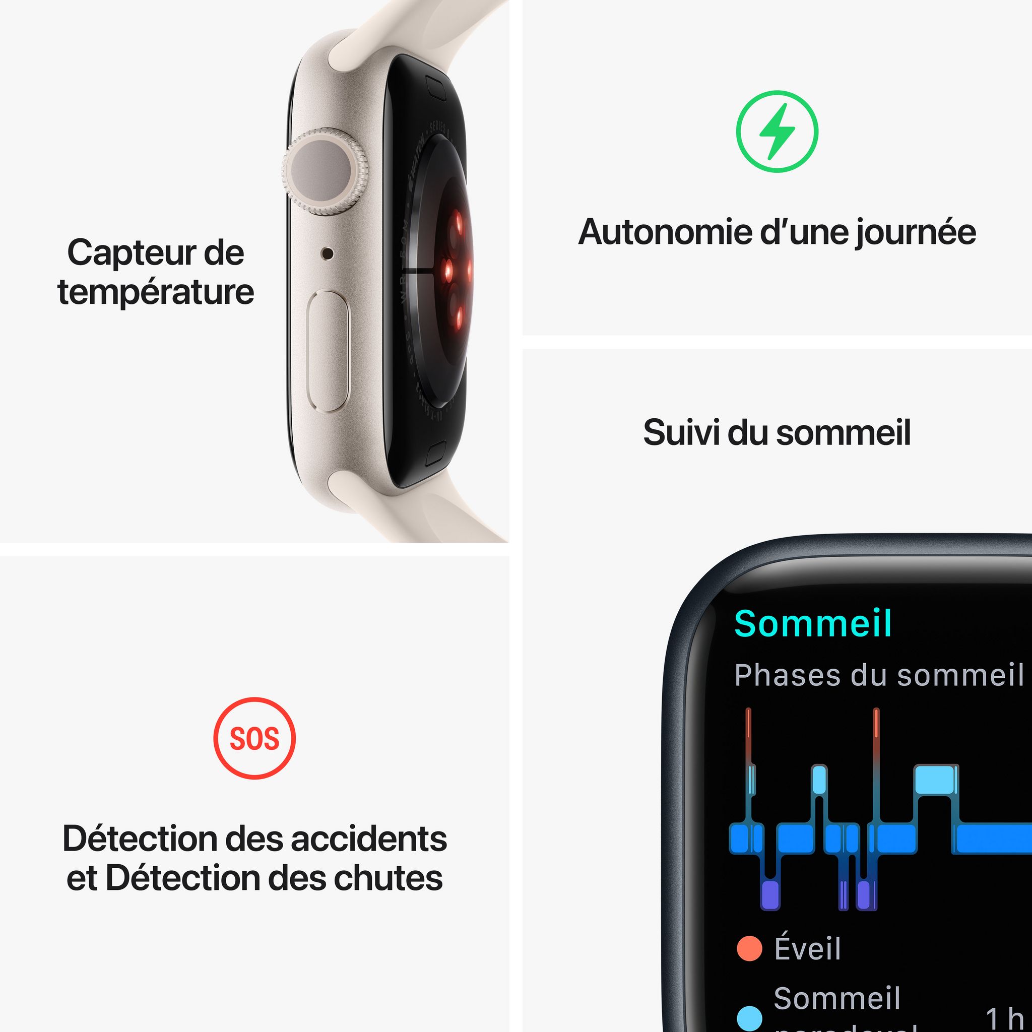 Voir la diapositive 8 : APPLE Watch Séries 8 41mm Aluminium - Argent