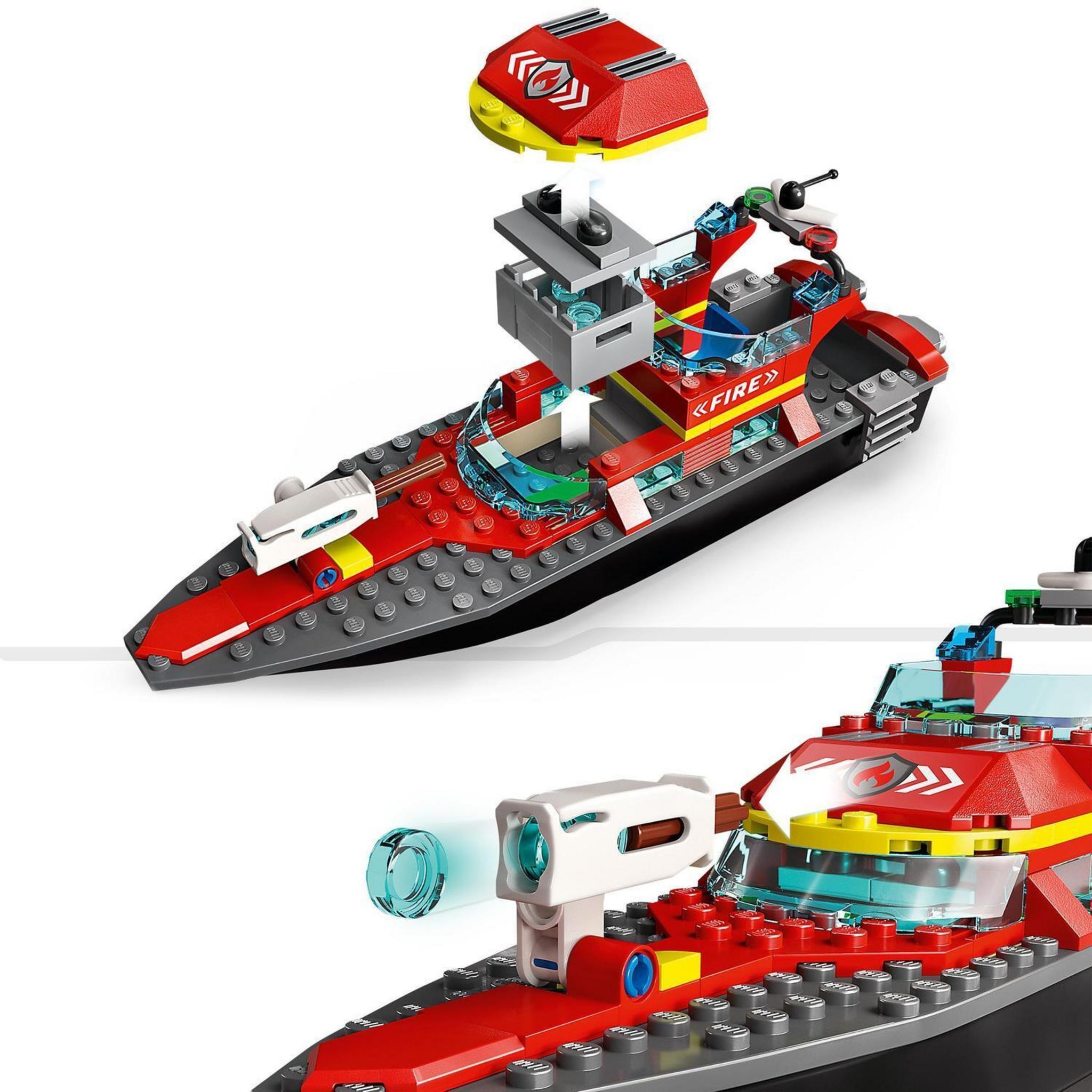 Voir la diapositive 4 : LEGO City 60373 Le Bateau de Sauvetage des Pompiers, Jouet Flottant, Jetpack et Minifigurines