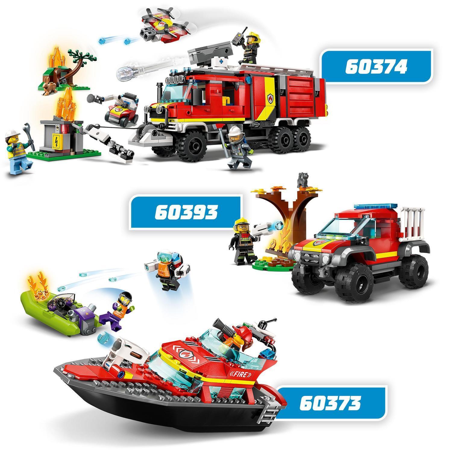 Voir la diapositive 6 : LEGO City 60373 Le Bateau de Sauvetage des Pompiers, Jouet Flottant, Jetpack et Minifigurines