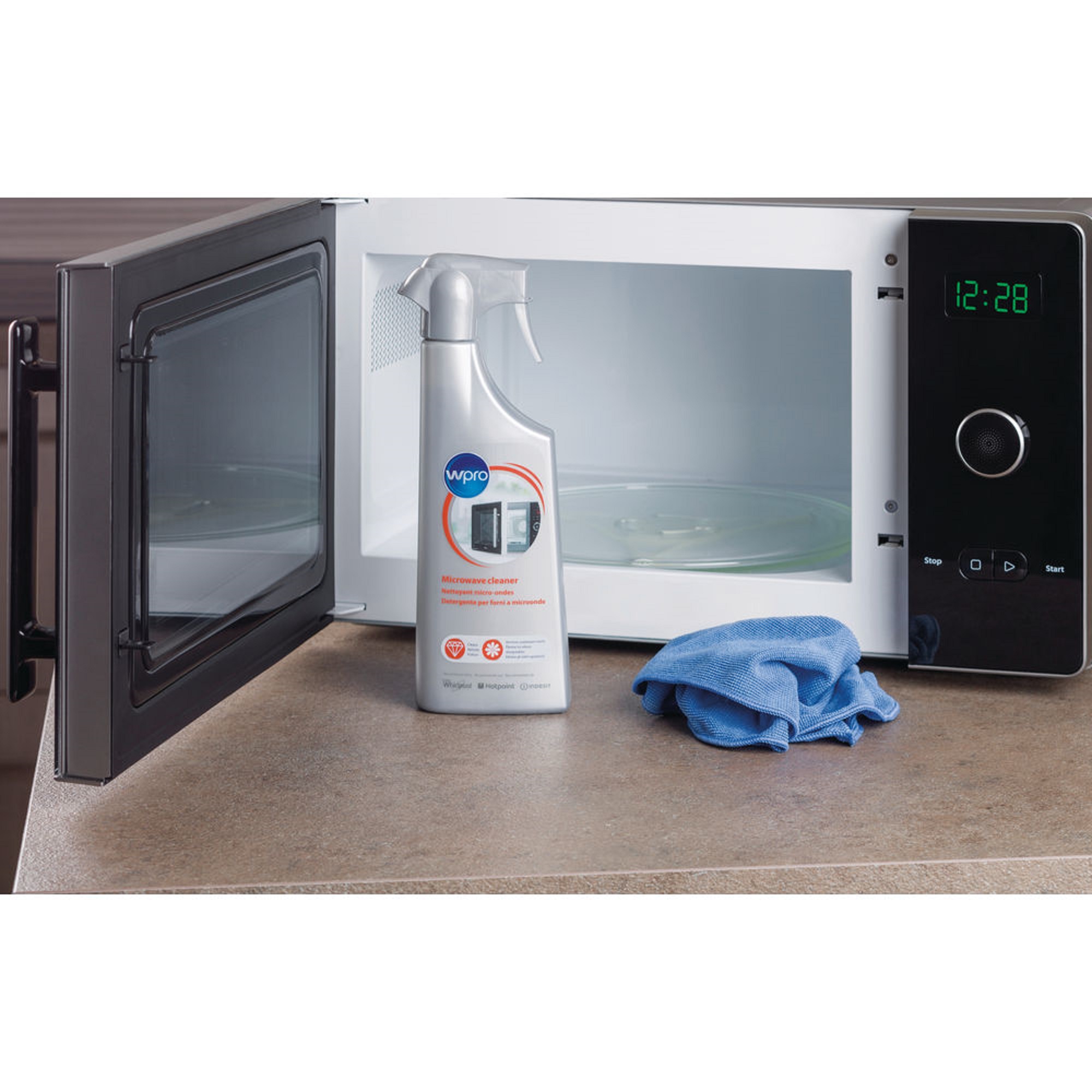 Voir la diapositive 4 : WPRO Spray nettoyant micro-ondes MWO111 - Gris