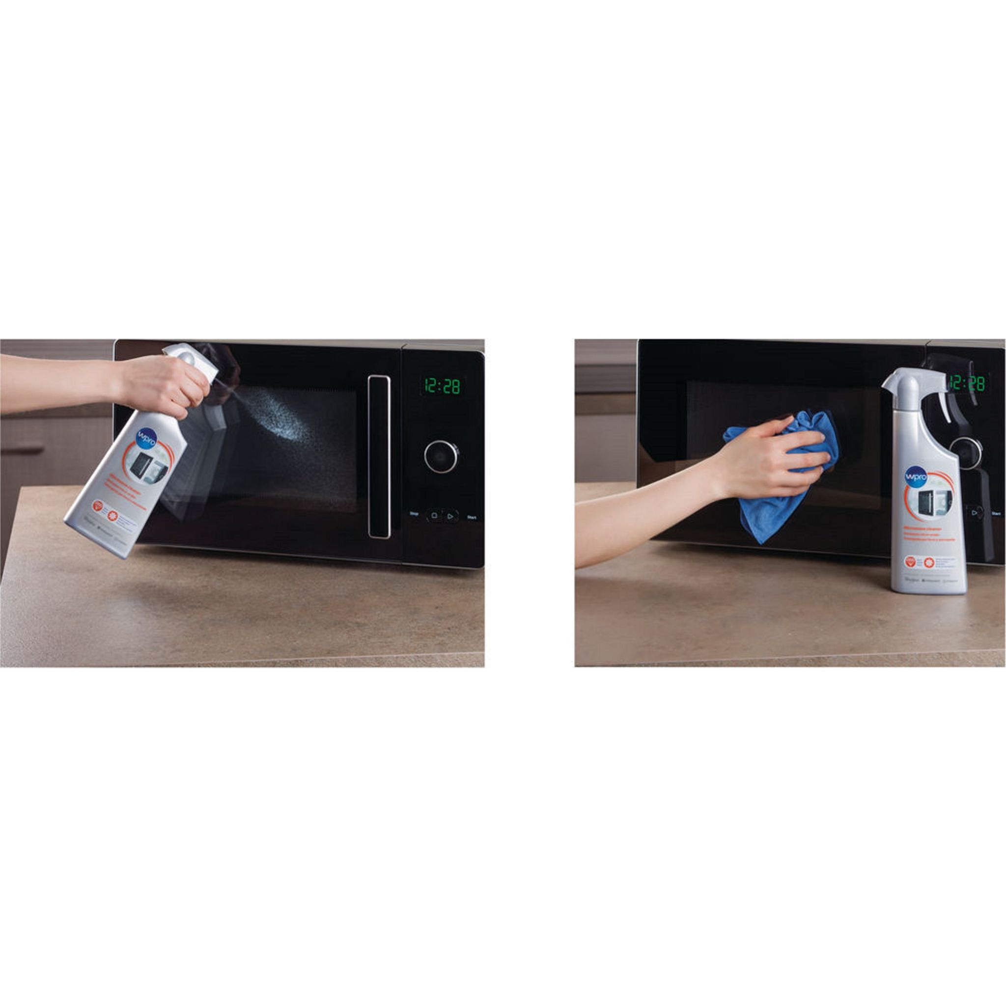 Voir la diapositive 5 : WPRO Spray nettoyant micro-ondes MWO111 - Gris