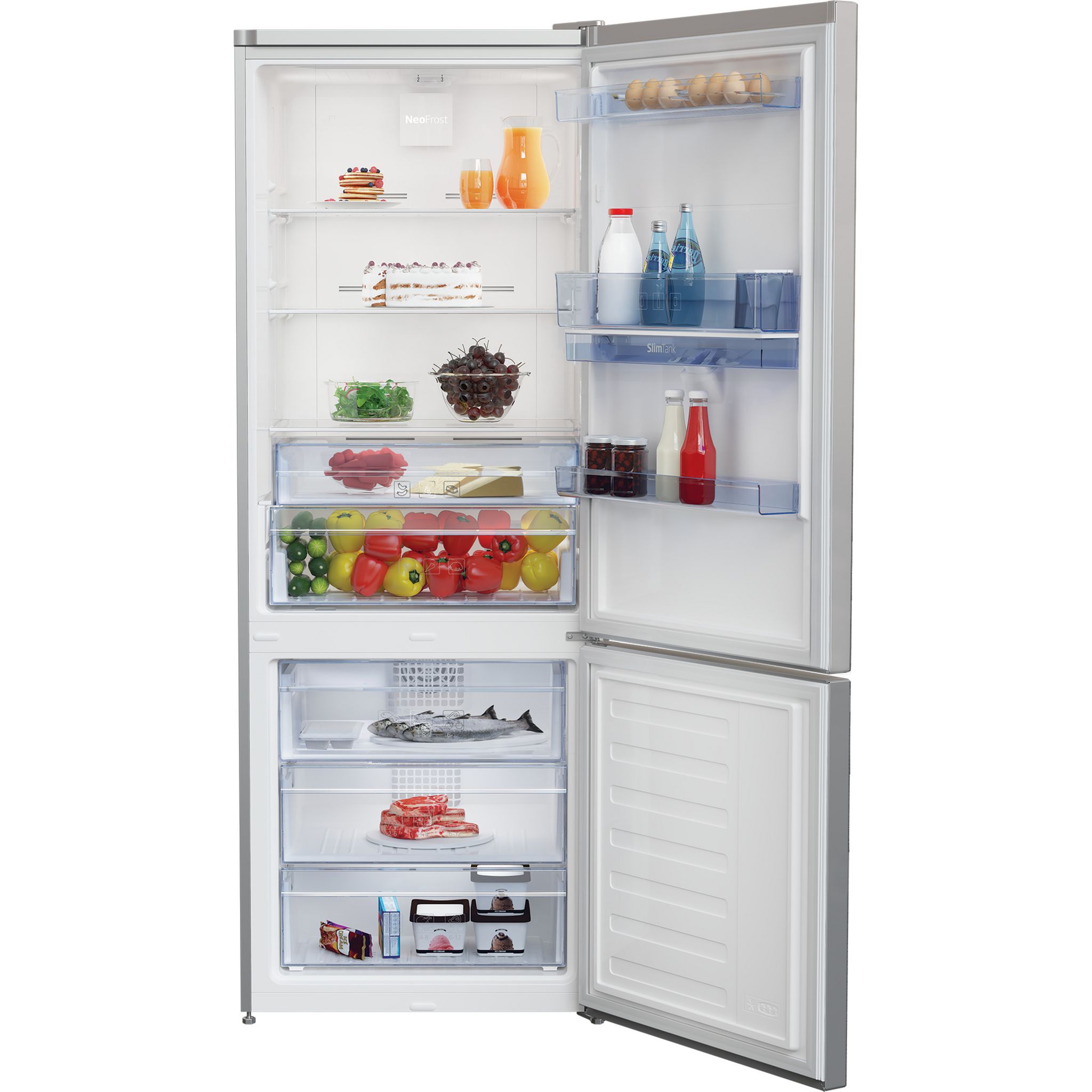 Voir la diapositive 3 : BEKO Réfrigérateur combiné RCNE560K40DSN, 510 L, Froid ventilé No frost, E