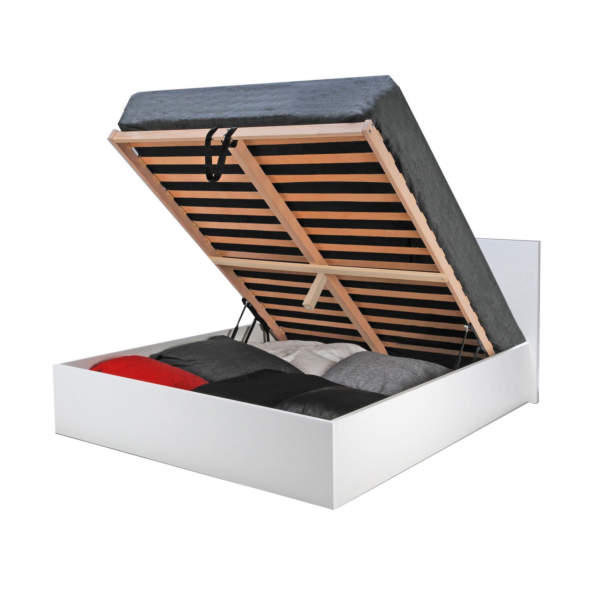 Voir la diapositive 5 : Lit coffre avec sommier relevable et tête de lit 140x200 cm MADRID