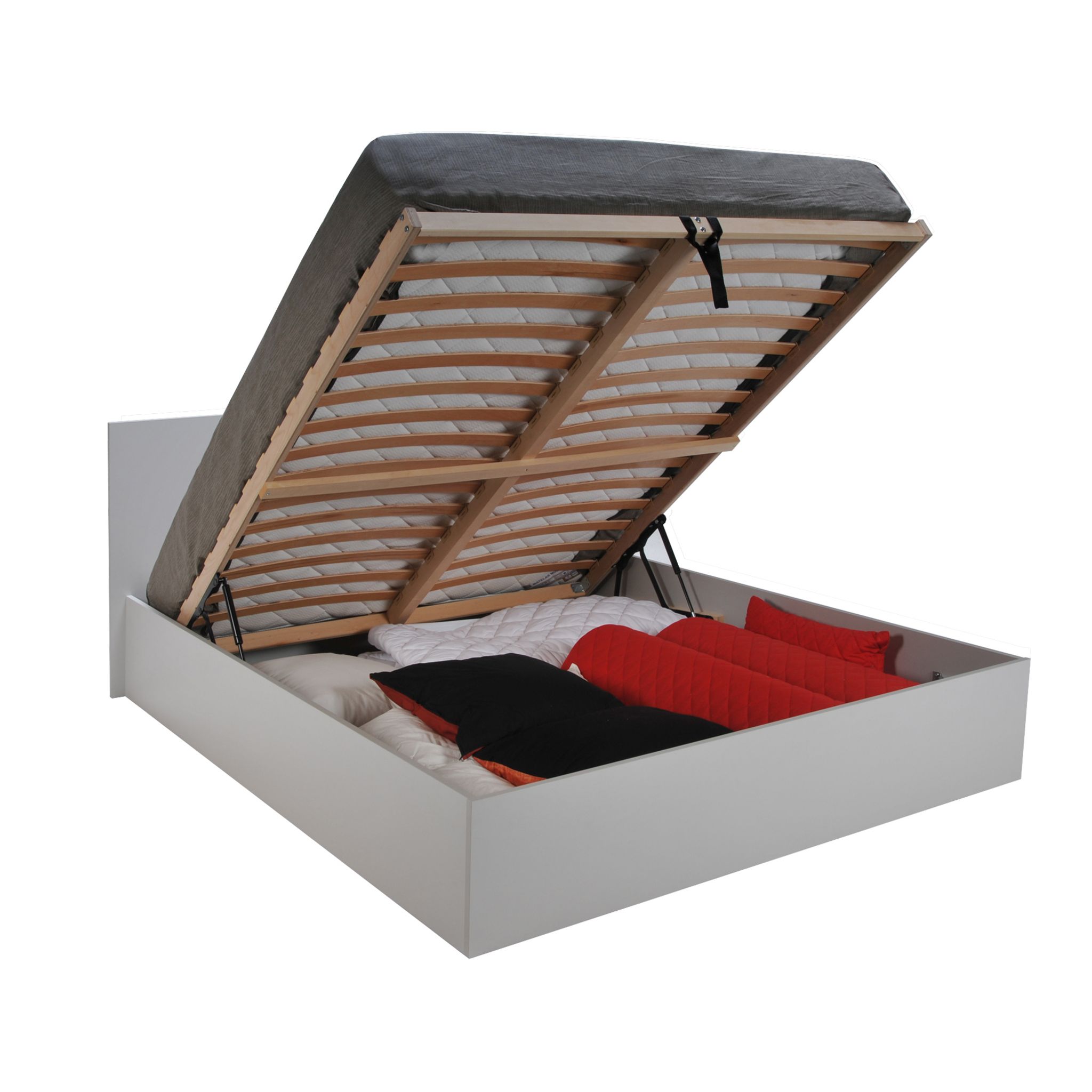 Voir la diapositive 4 : Lit coffre avec sommier relevable et tête de lit 160x200 cm MADRID