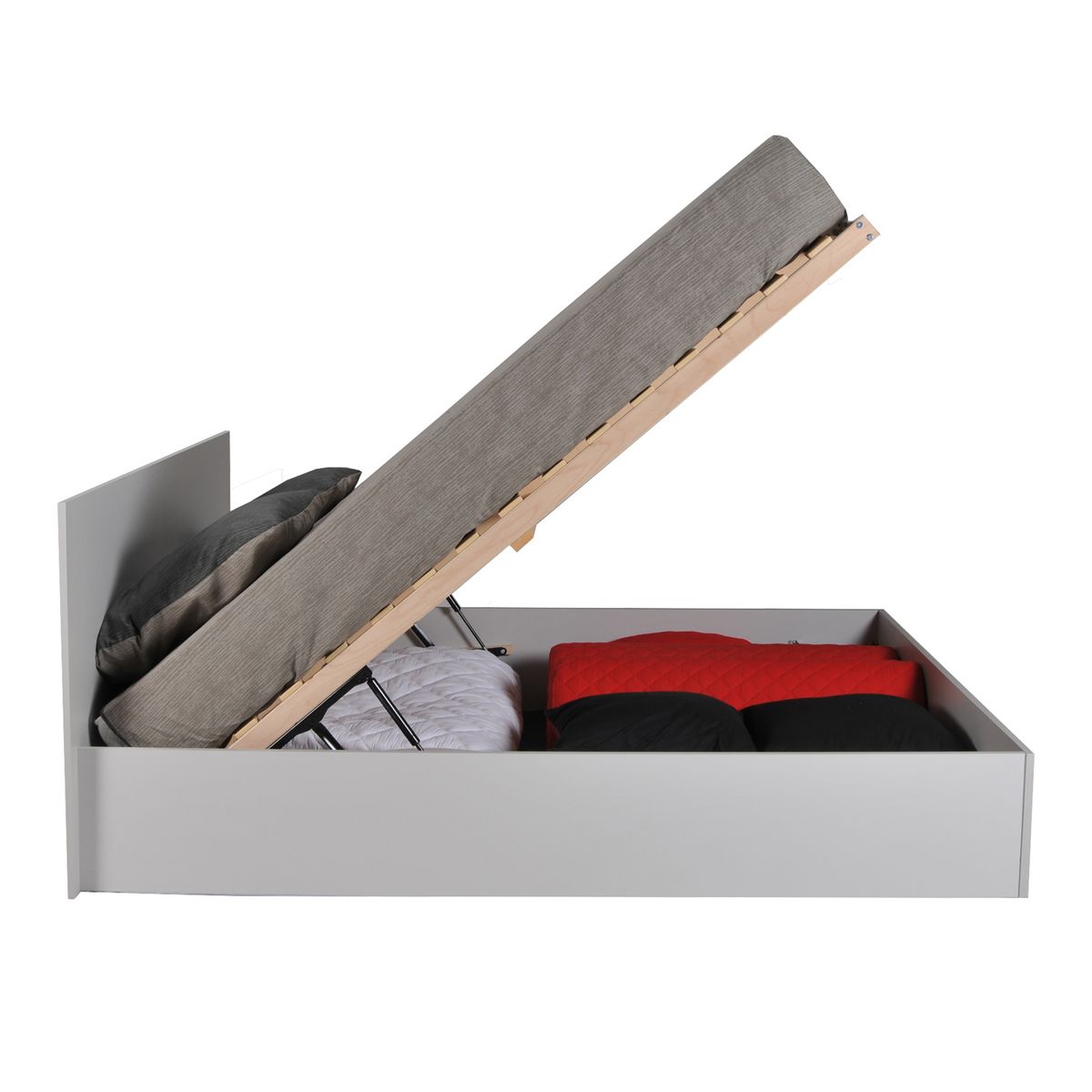 Lit coffre avec sommier relevable et tête de lit 160x200 cm MADRID