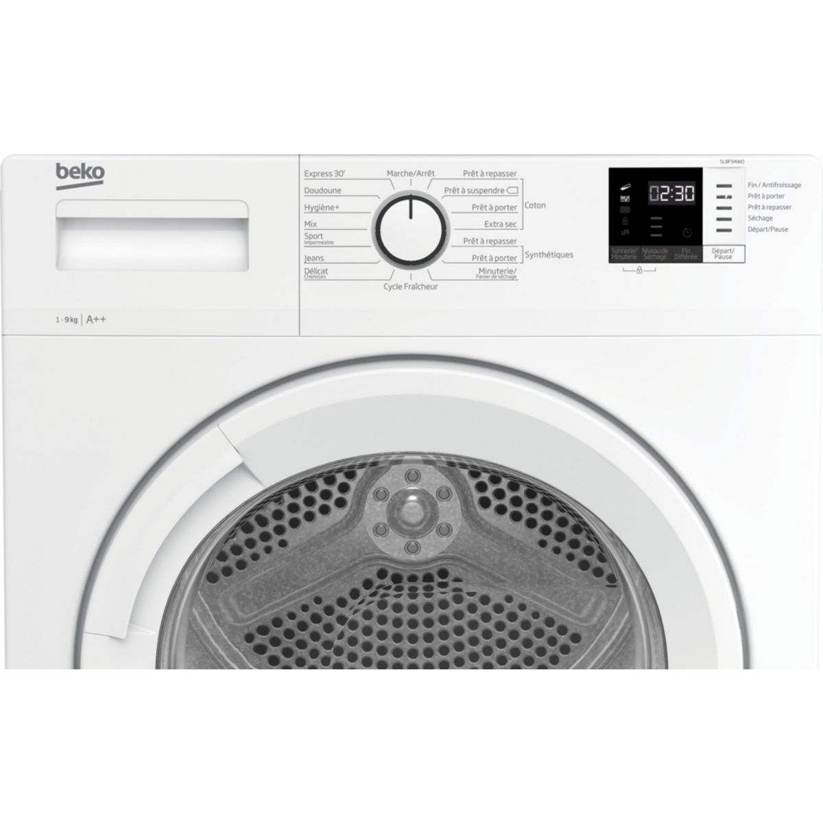 BEKO Sèche linge SLBF94W0, Pompe à chaleur, 9 kg, A++