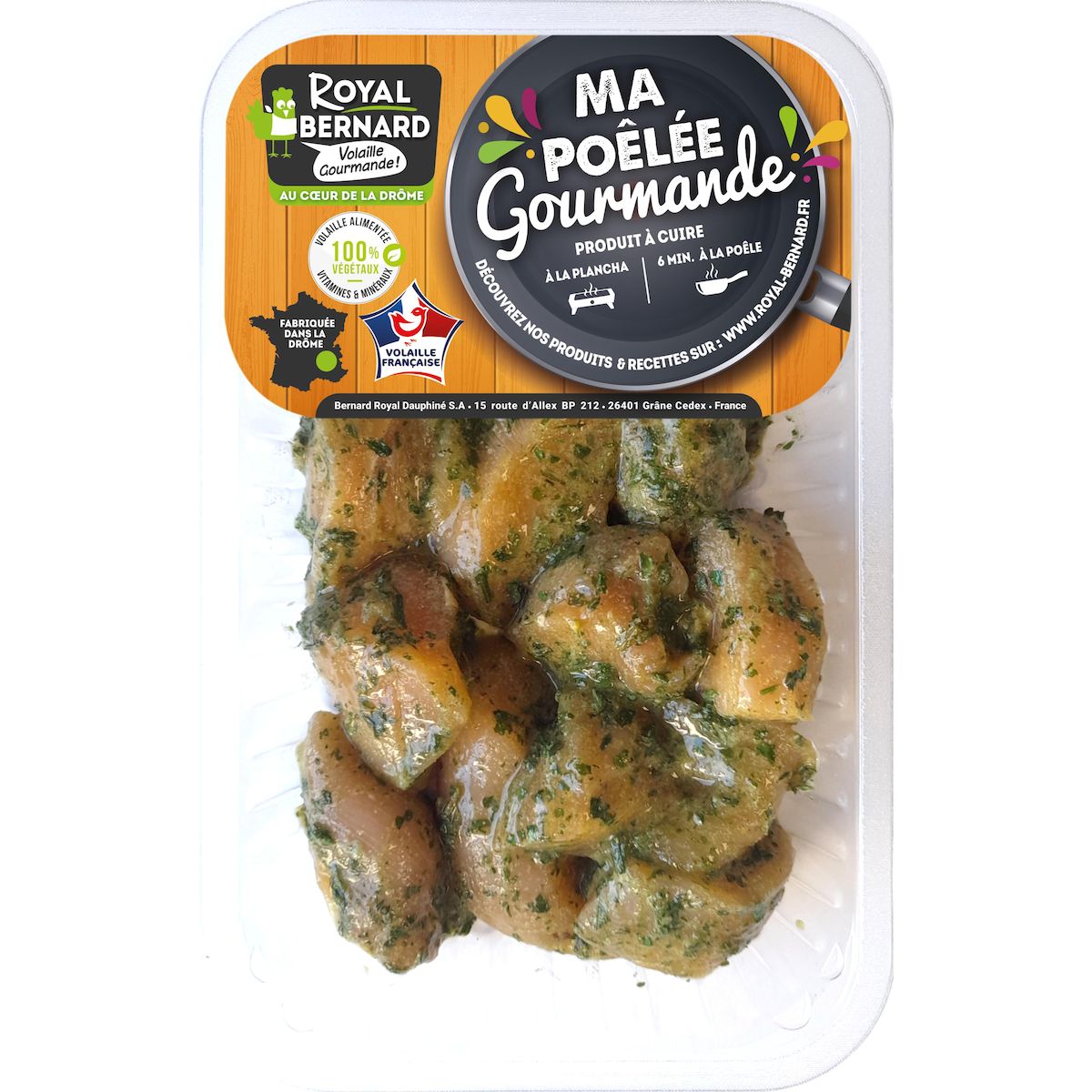ROYAL Cubes de filet de poulet mariné ail des ours 400g