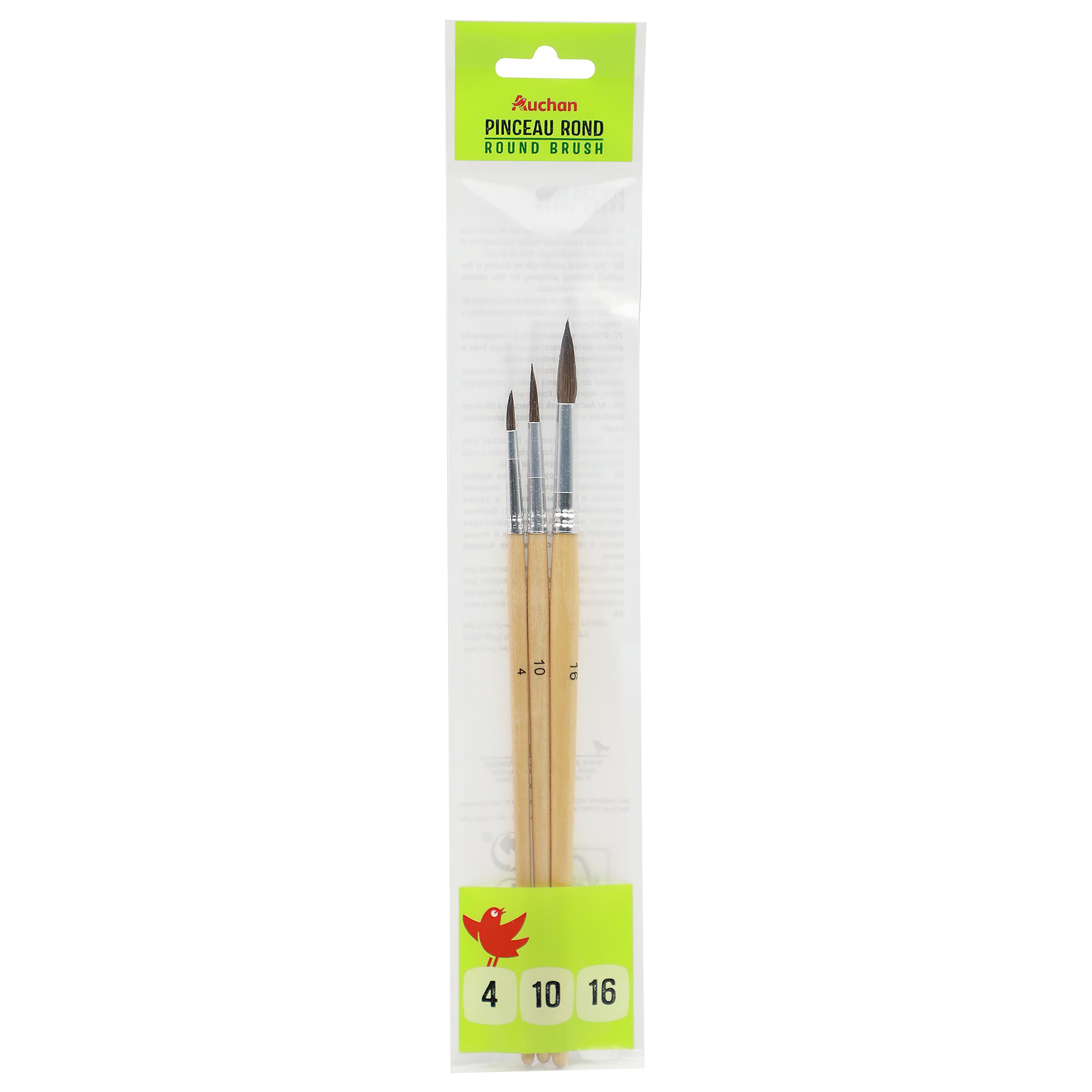 AUCHAN Lot de 3 pinceaux Ronds N4/10/16