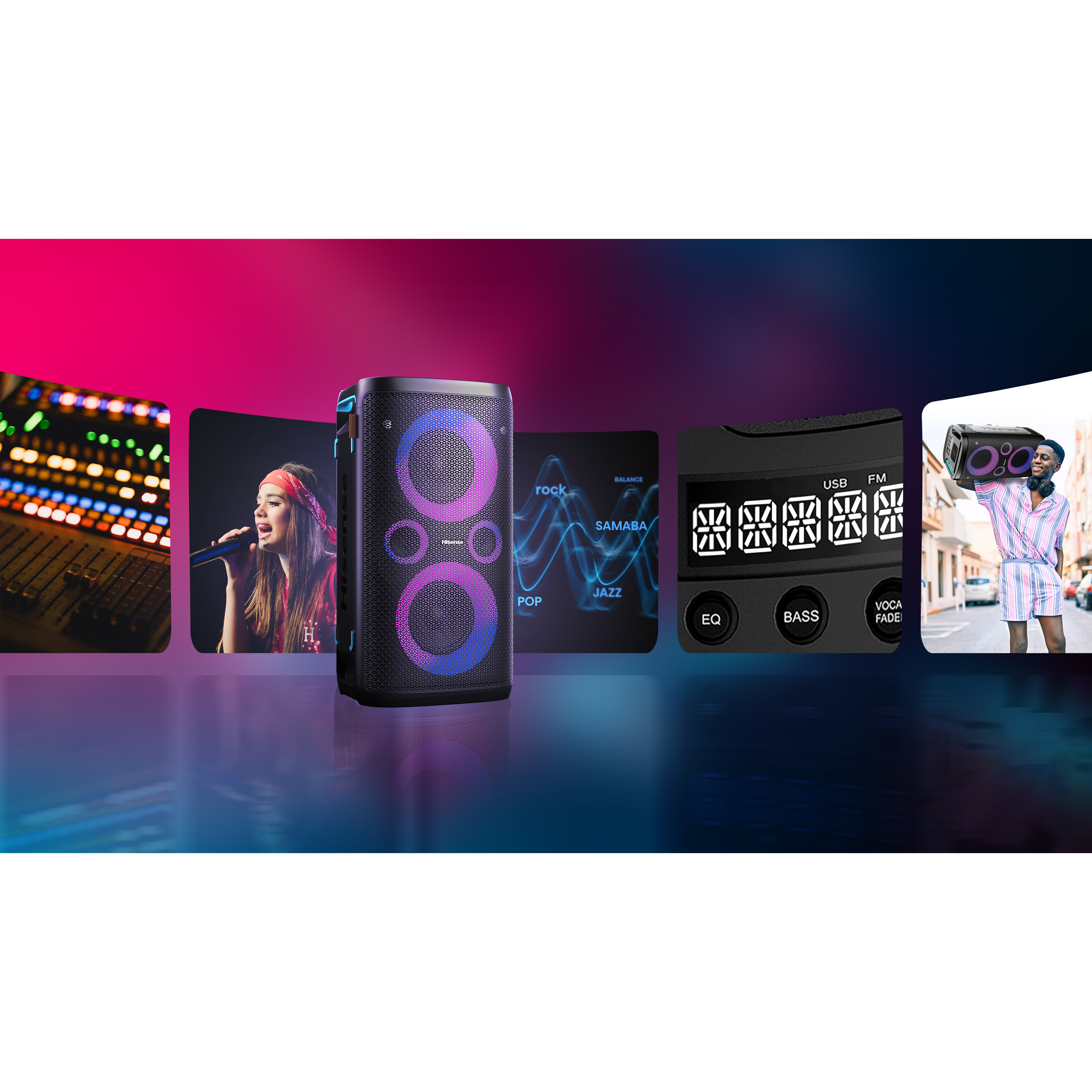 Voir la diapositive 9 : HISENSE Enceinte portable PARTY ROCKER ONE - Noir