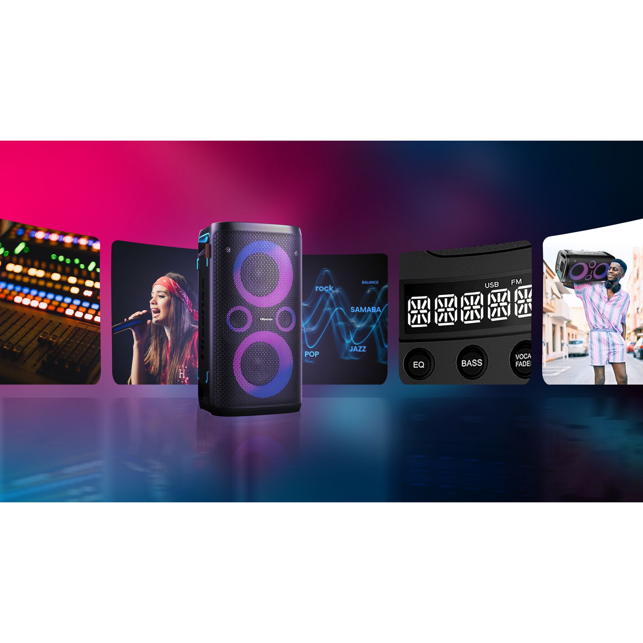 Voir la diapositive 9 : HISENSE Enceinte portable PARTY ROCKER ONE - Noir