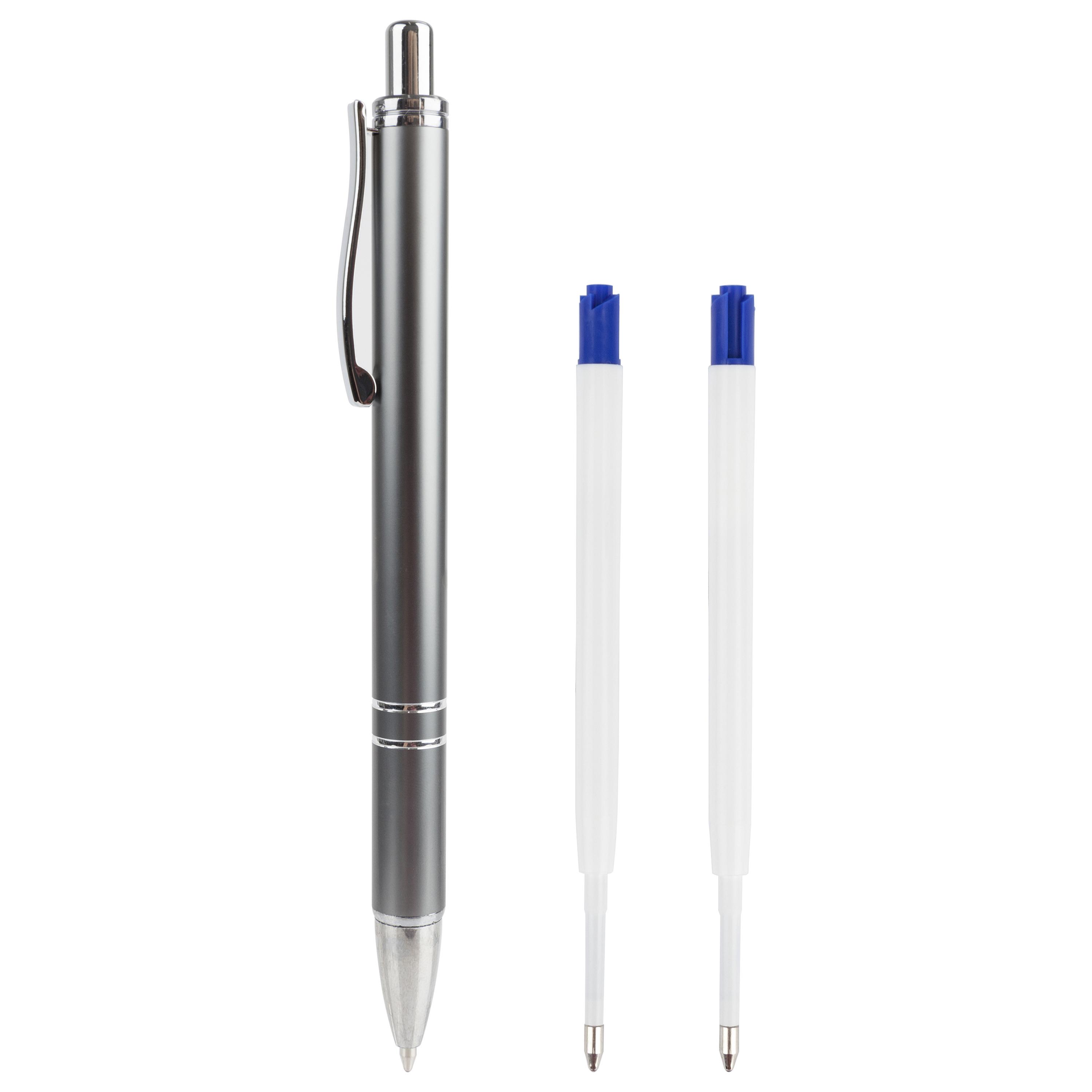 Voir la diapositive 2 : AUCHAN Stylo rétractable Premium+2 recharges - Bleu