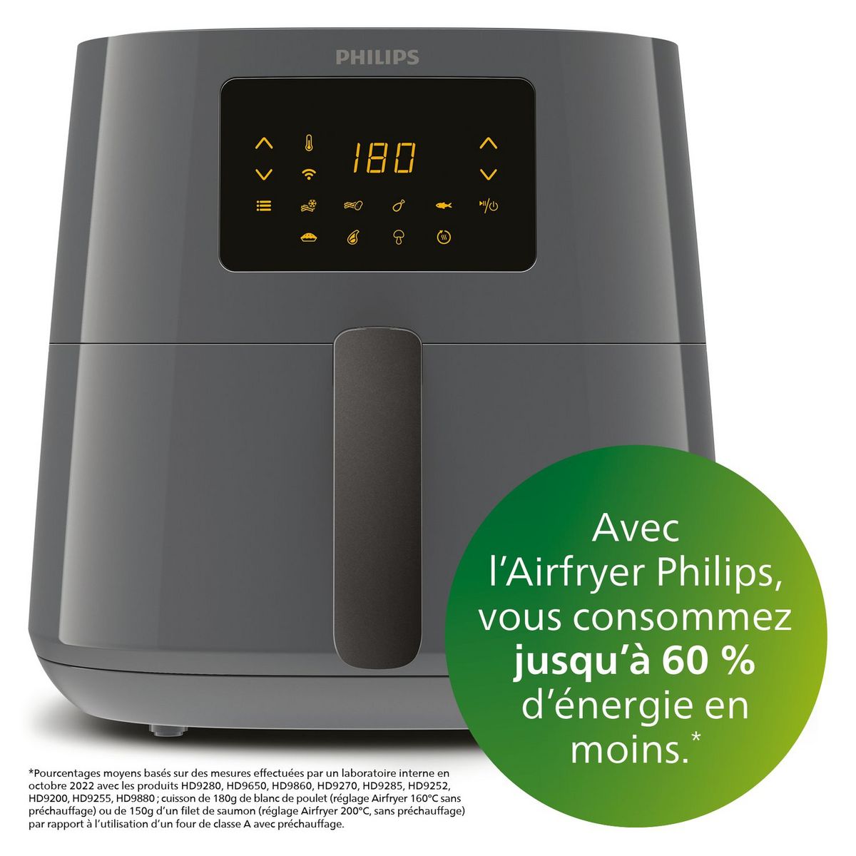 PHILIPS Friteuse électrique Airfryer sans huile à air chaud HD9280/60 - Ardoise