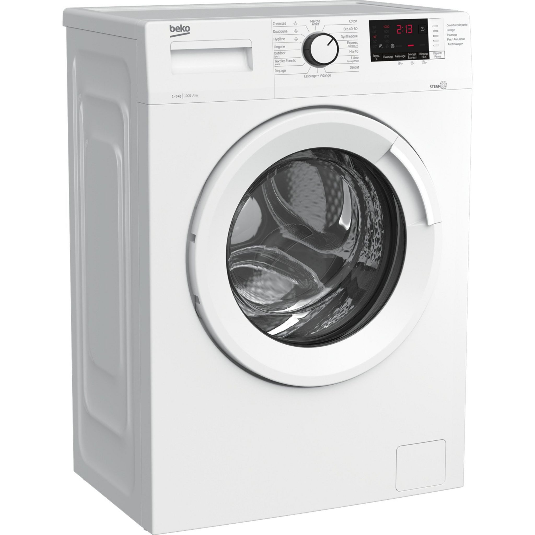 Voir la diapositive 2 : BEKO Lave linge hublot WUE6610W0W, 6 kg, 1000 T/min, E