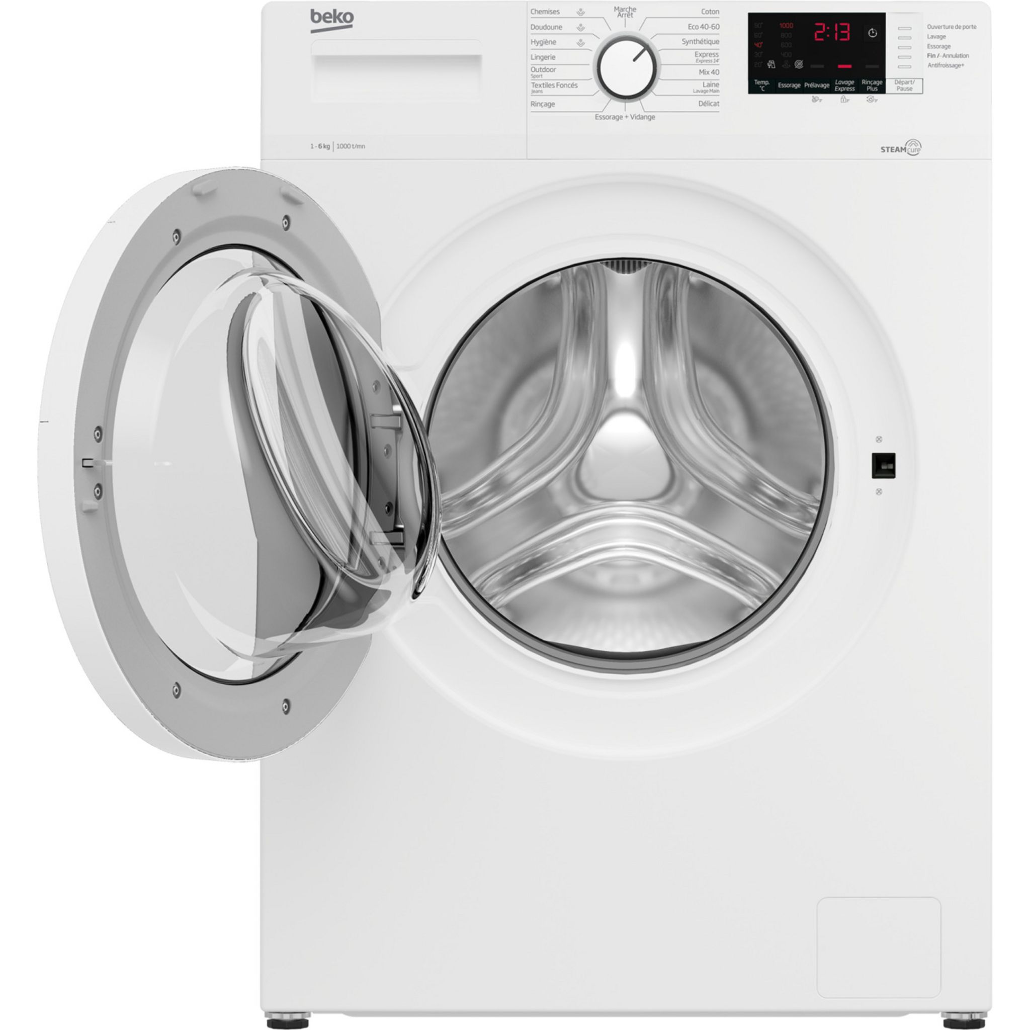 Voir la diapositive 3 : BEKO Lave linge hublot WUE6610W0W, 6 kg, 1000 T/min, E