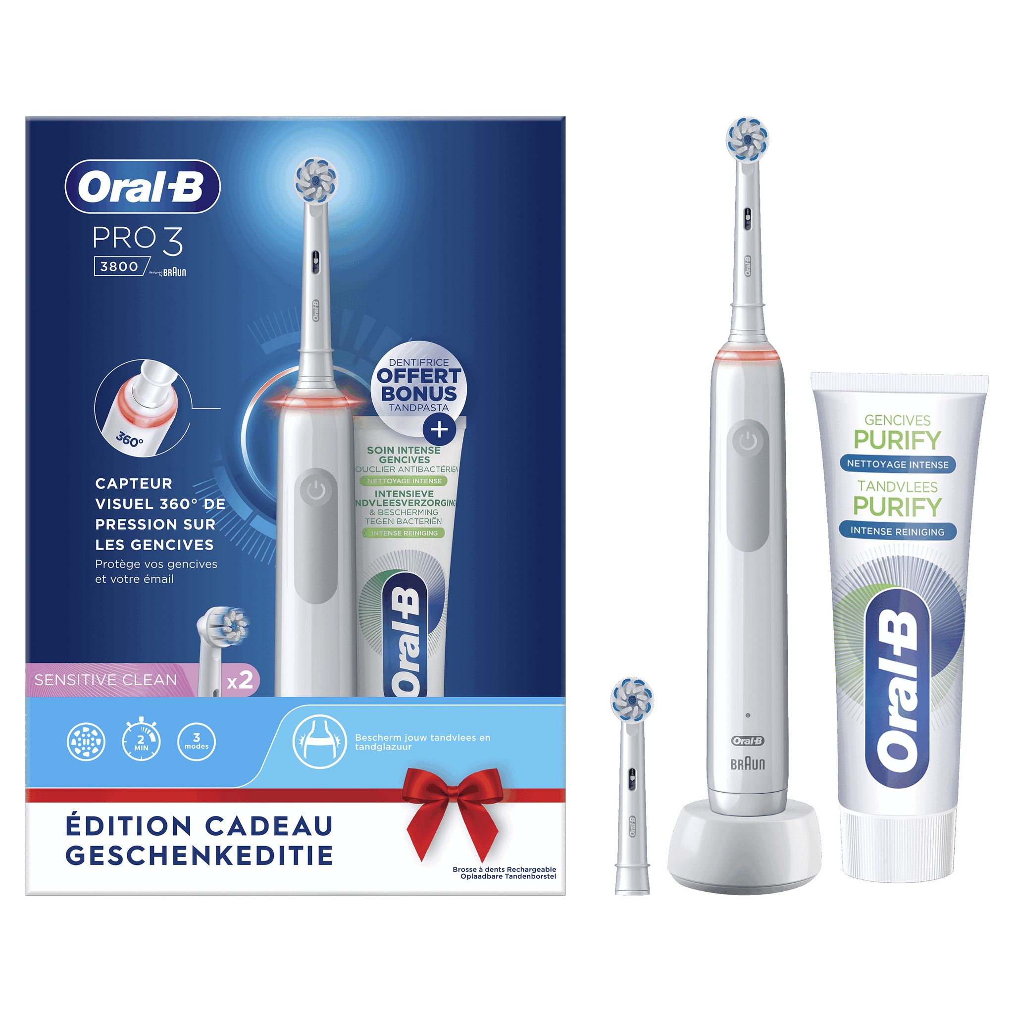 Voir la diapositive 2 : ORAL-B Brosse à dents électrique PRO 3800 - Blanc