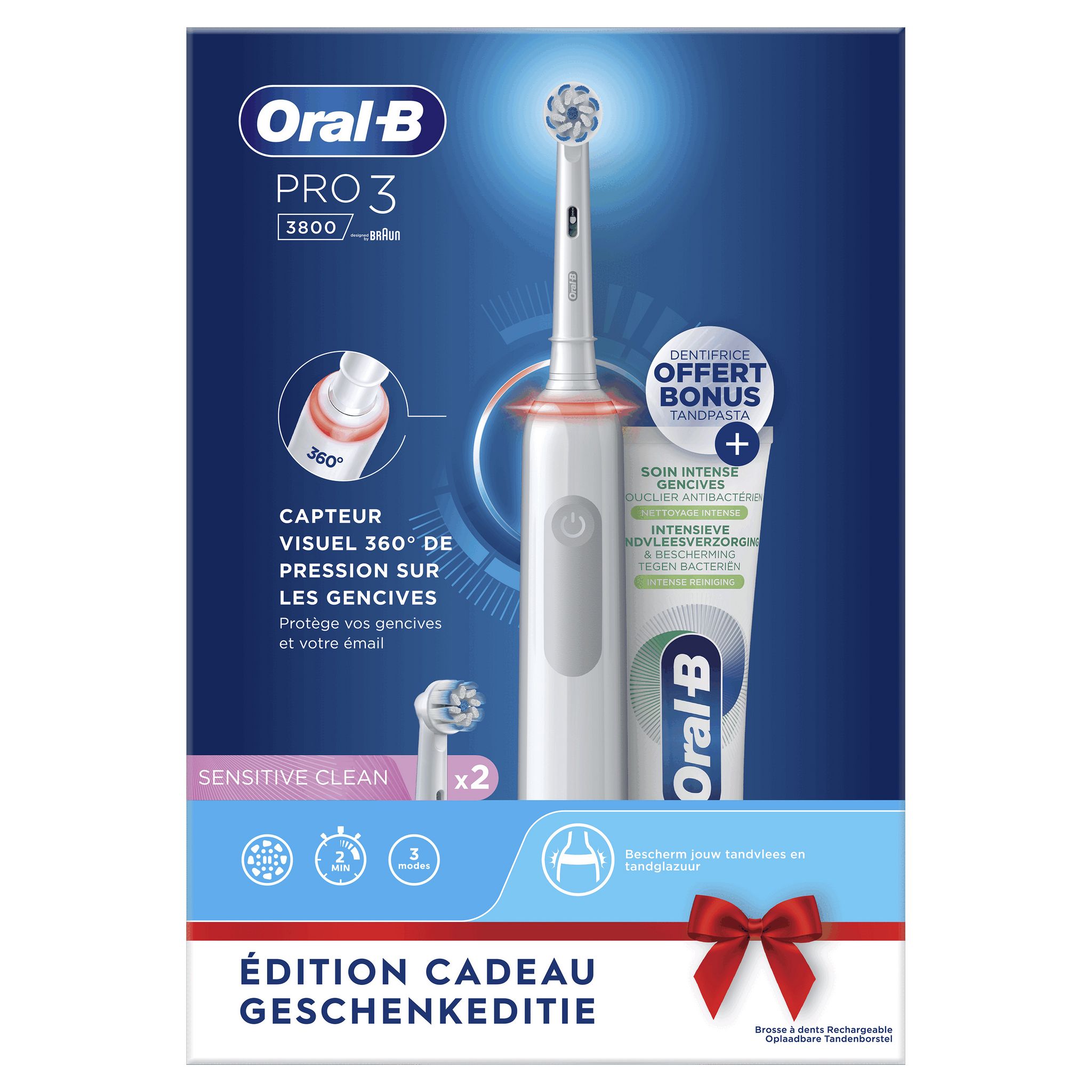 Voir la diapositive 5 : ORAL-B Brosse à dents électrique PRO 3800 - Blanc
