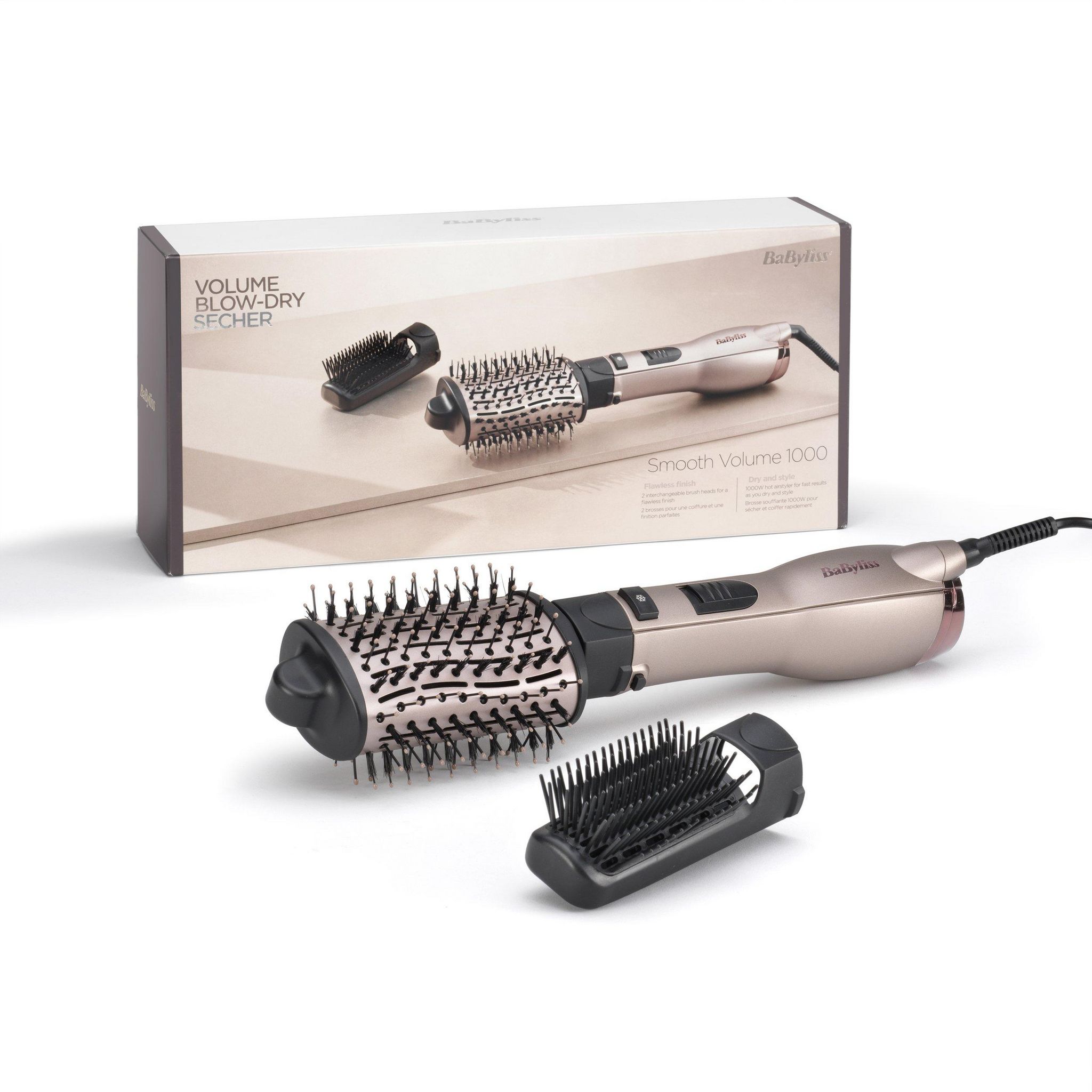 Voir la diapositive 2 : BABYLISS Brosse soufflante SMOOTH VOLUME AS90PE - Rose