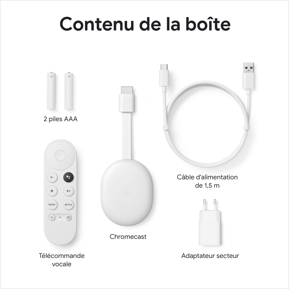 GOOGLE Chromecast HD avec Google TV - Blanc