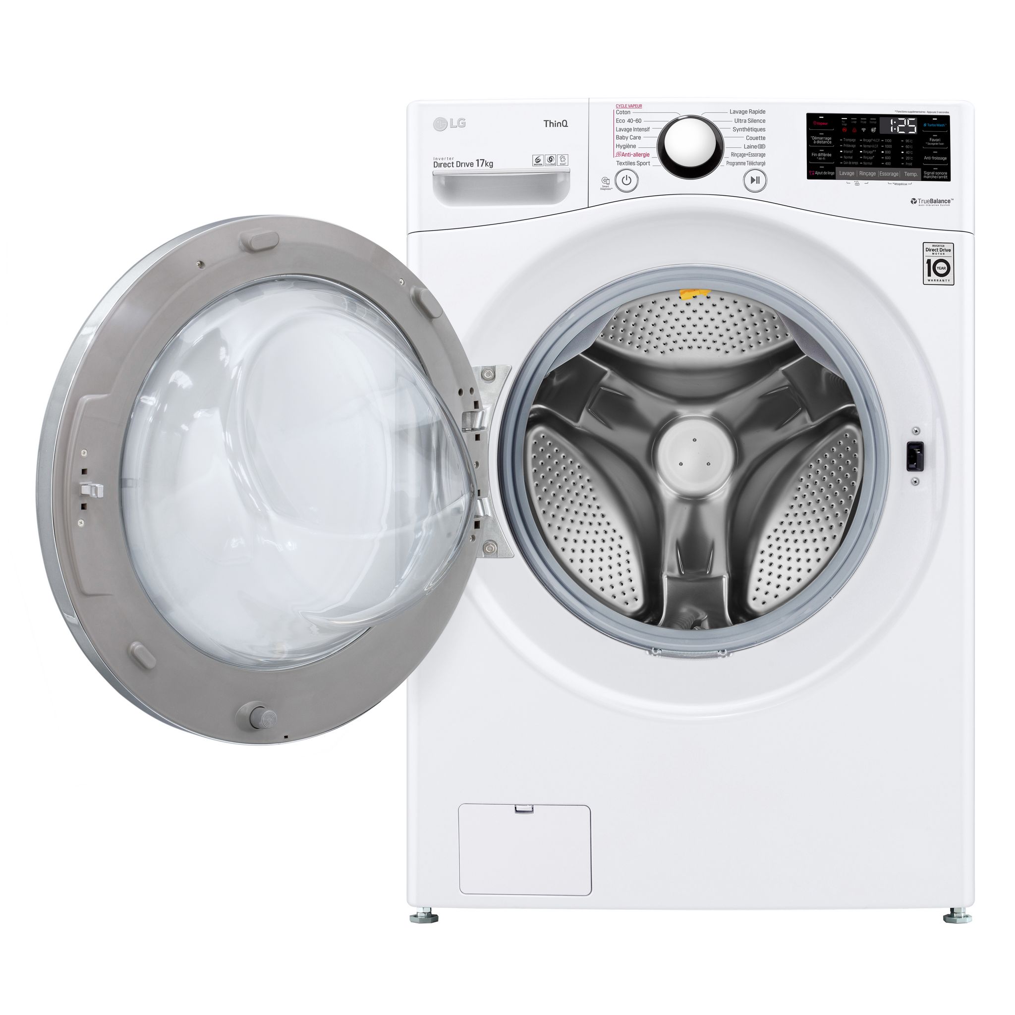 Voir la diapositive 2 : LG Lave linge hublot F71P12WHS, 17 kg, 1100 T/min, induction, Connecté, E