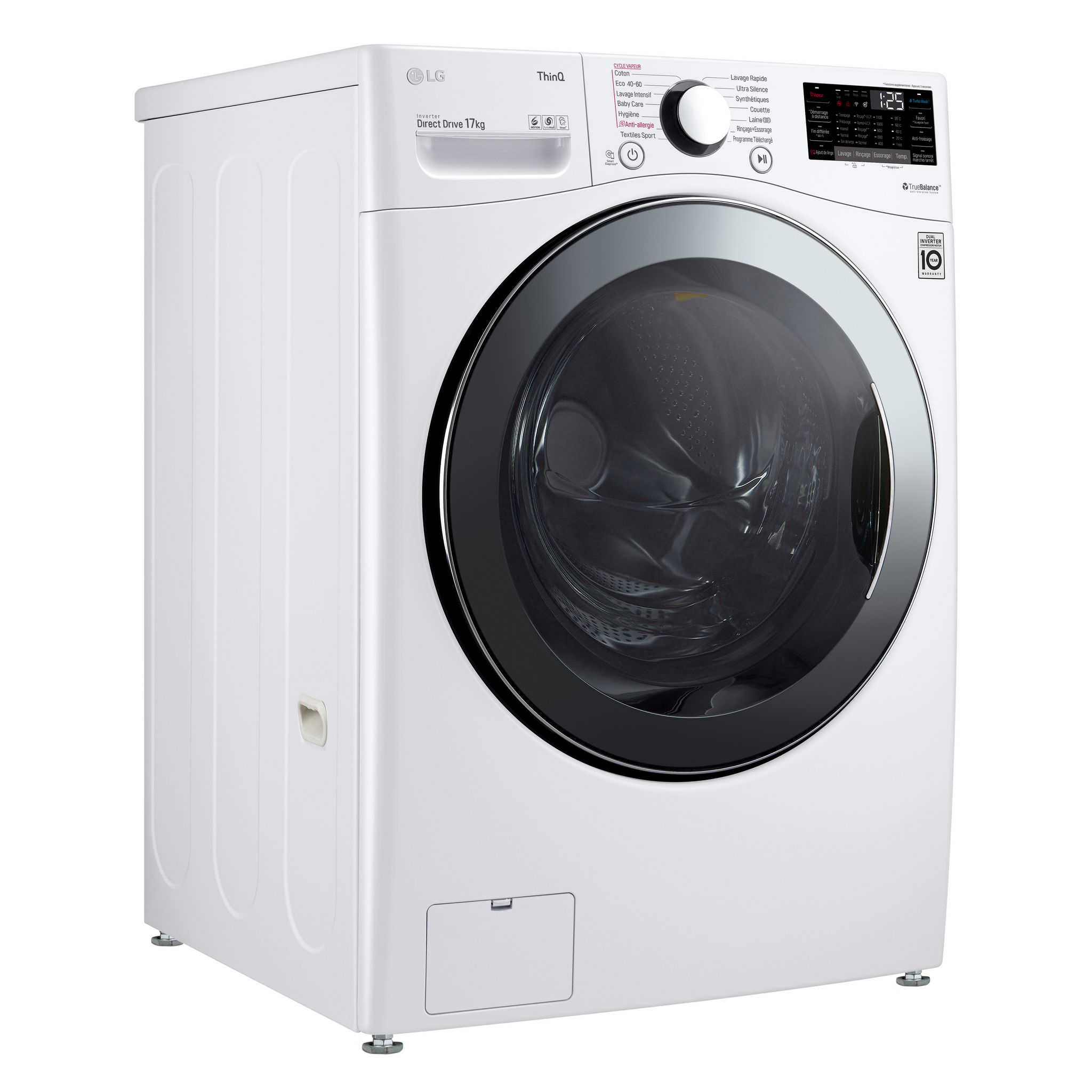 Voir la diapositive 3 : LG Lave linge hublot F71P12WHS, 17 kg, 1100 T/min, induction, Connecté, E