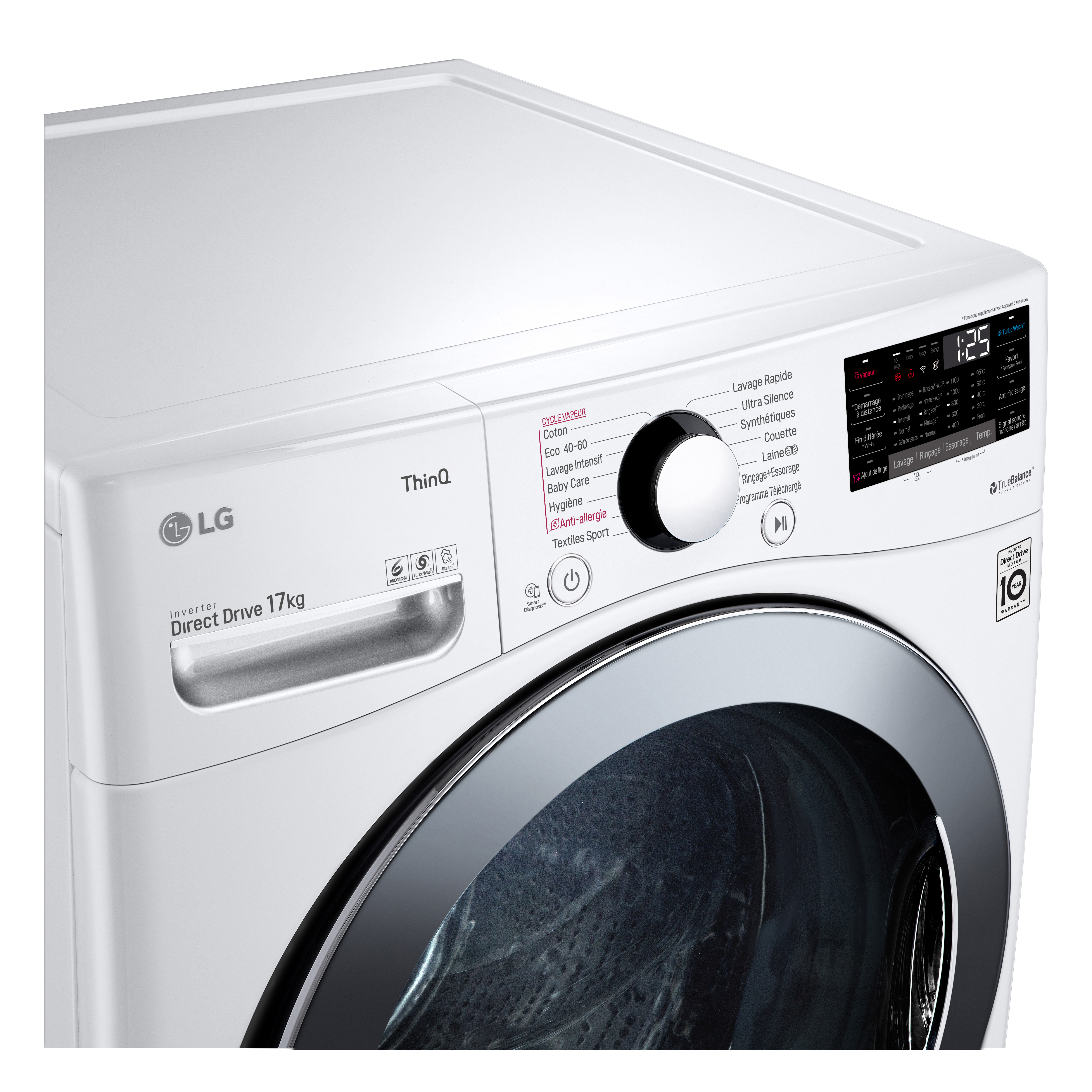 Voir la diapositive 7 : LG Lave linge hublot F71P12WHS, 17 kg, 1100 T/min, induction, Connecté, E
