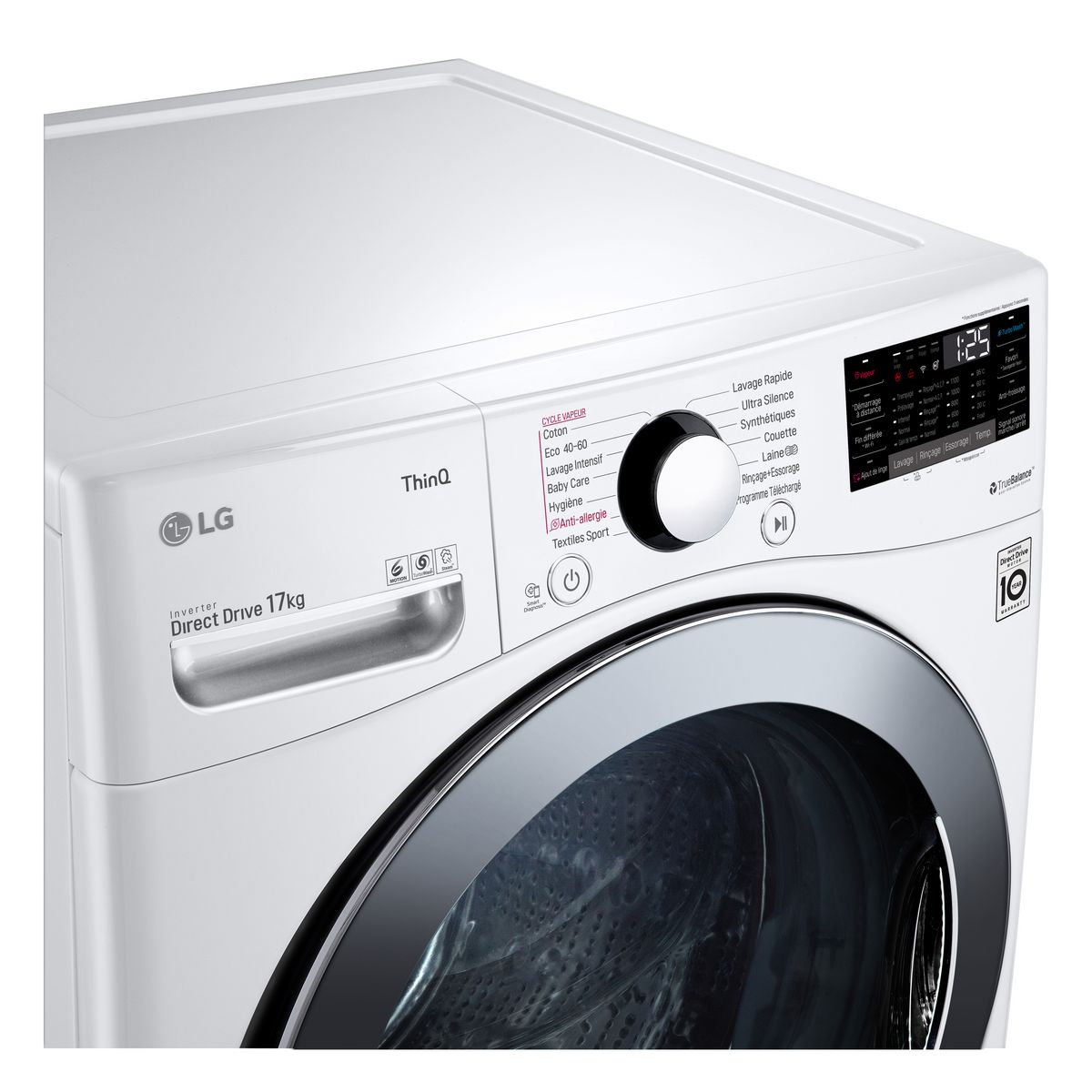 LG Lave linge hublot F71P12WHS, 17 kg, 1100 T/min, induction, Connecté, E