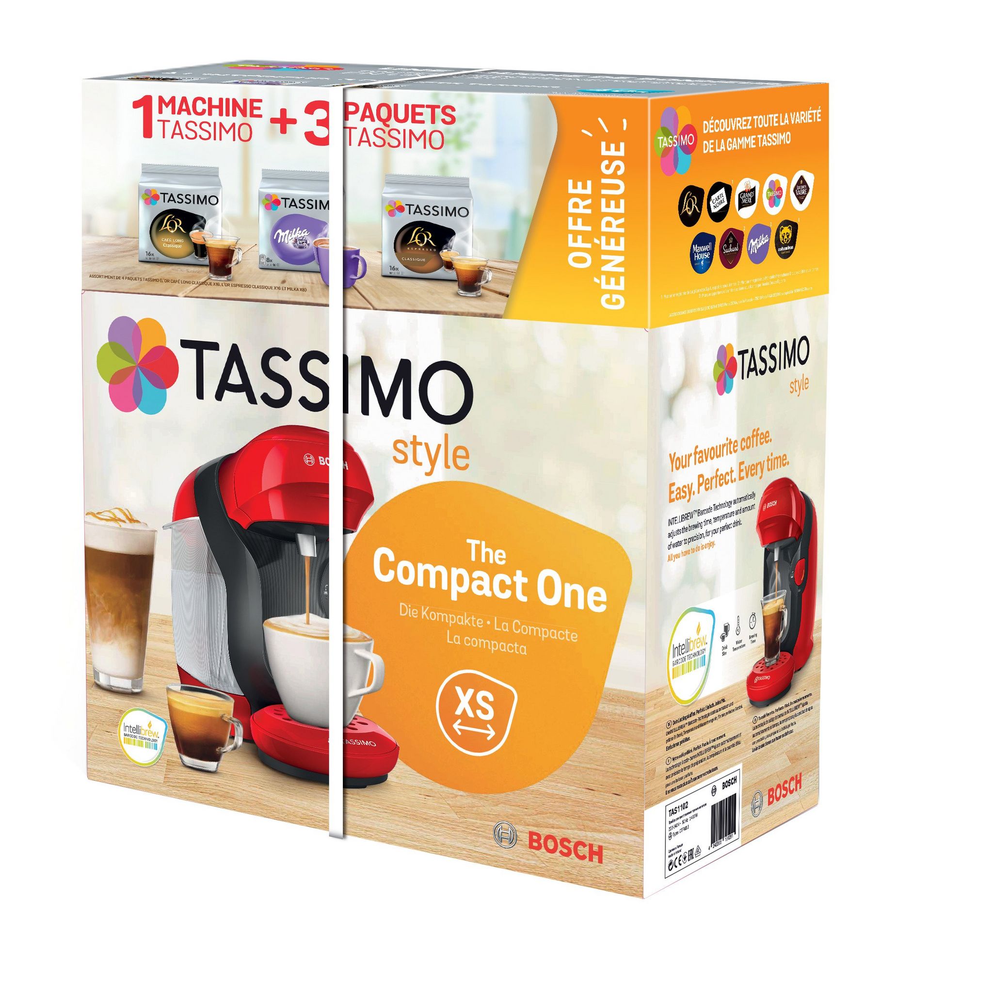 Voir la diapositive 8 : BOSCH Cafetière à dosette TASSIMO TAS1103C3 - Rouge