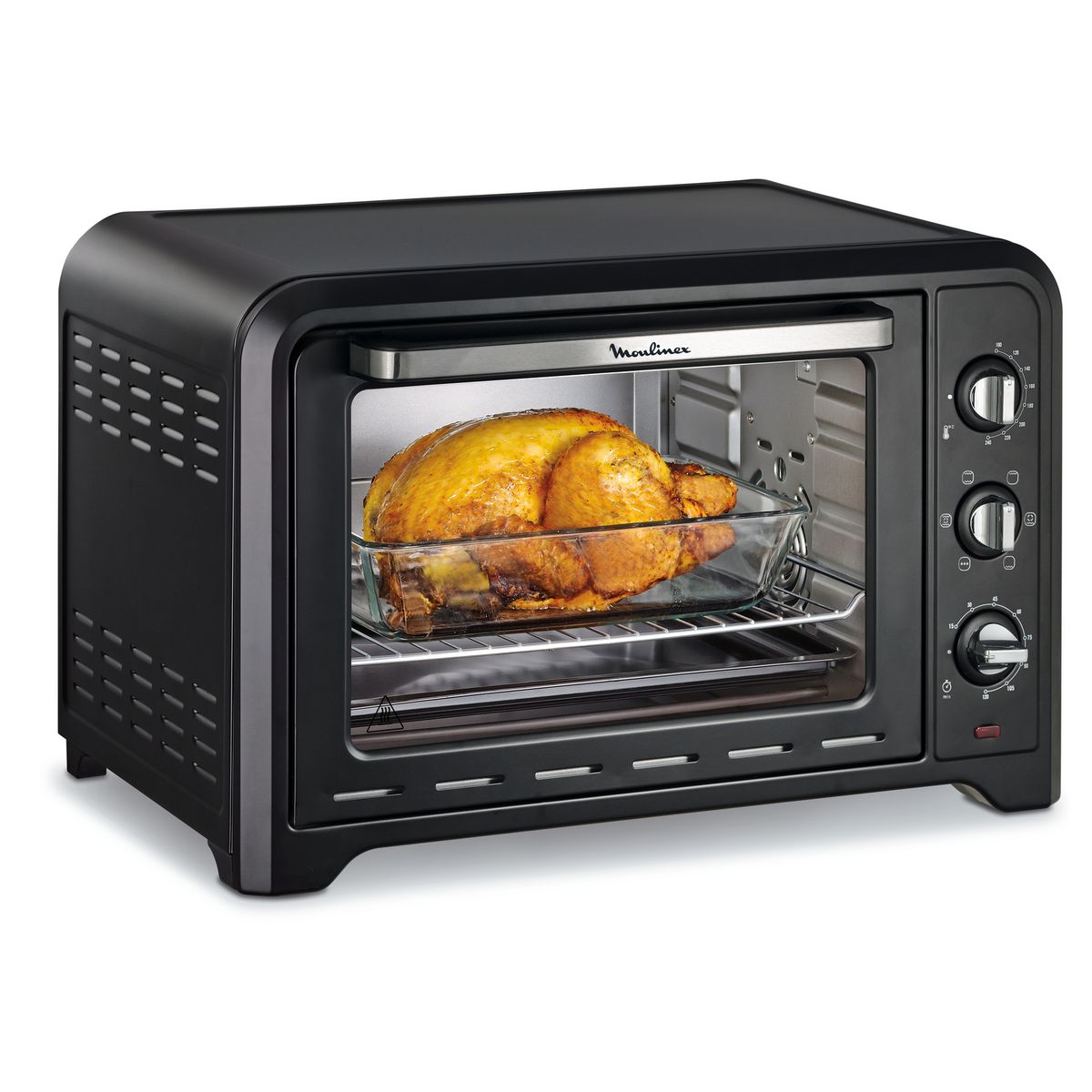 MOULINEX Mini four avec pierre à pizza chaleur tournante OX487810, 39 L, Noir