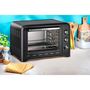 Voir la diapositive 2 : MOULINEX Mini four avec pierre à pizza chaleur tournante OX487810, 39 L, Noir