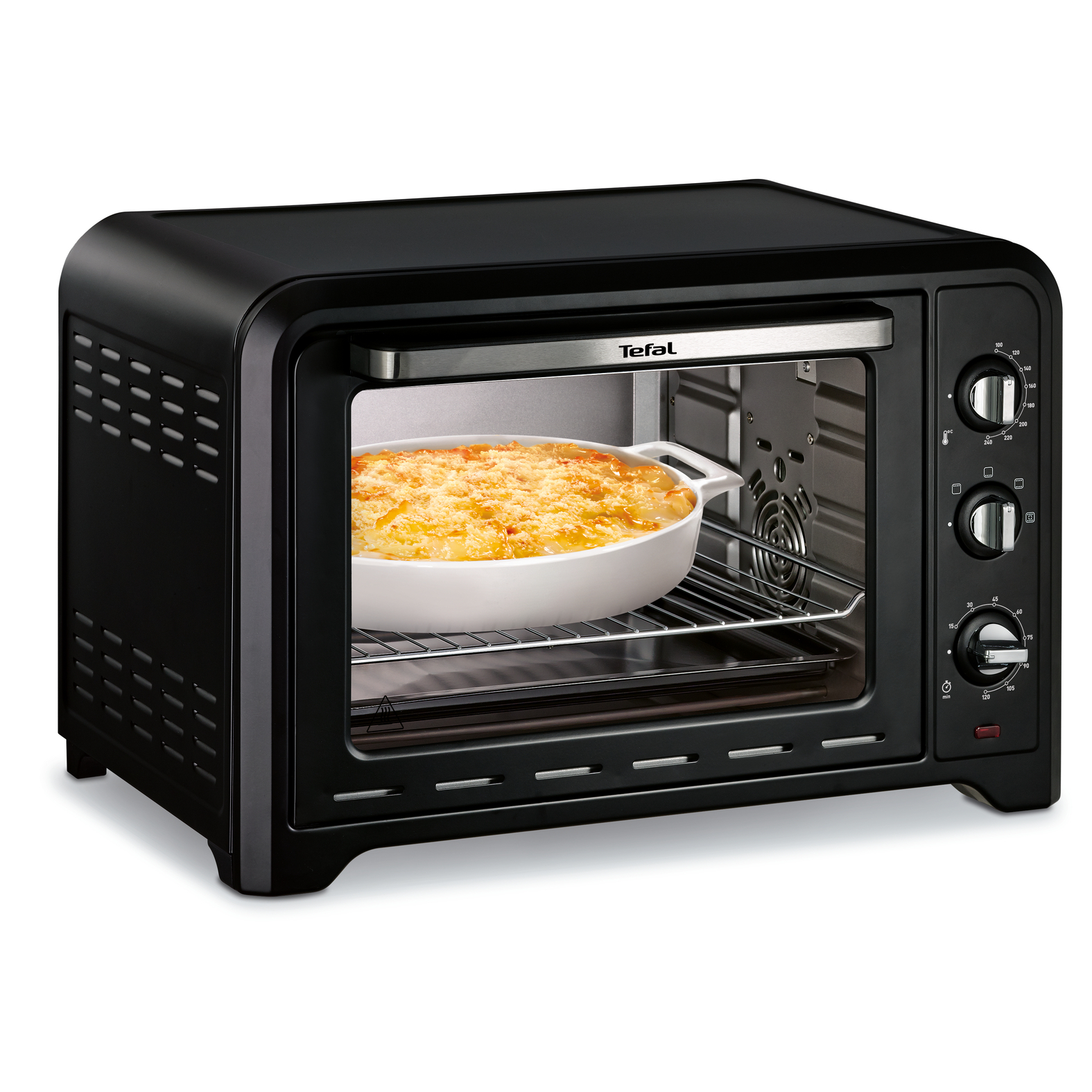 Voir la diapositive 4 : MOULINEX Mini four avec pierre à pizza chaleur tournante OX487810, 39 L, Noir