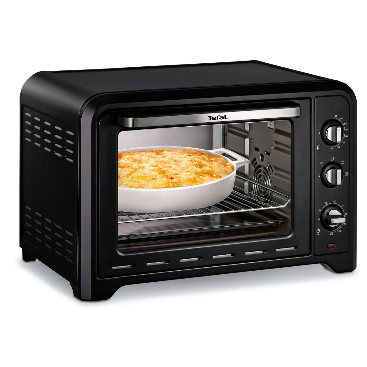 MOULINEX Mini four avec pierre à pizza chaleur tournante OX487810, 39 L, Noir