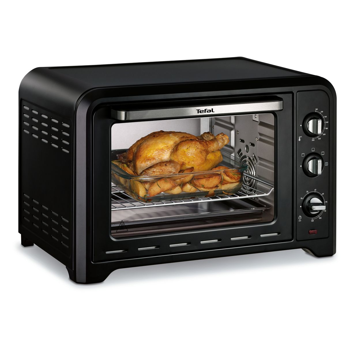 MOULINEX Mini four avec pierre à pizza chaleur tournante OX487810, 39 L, Noir