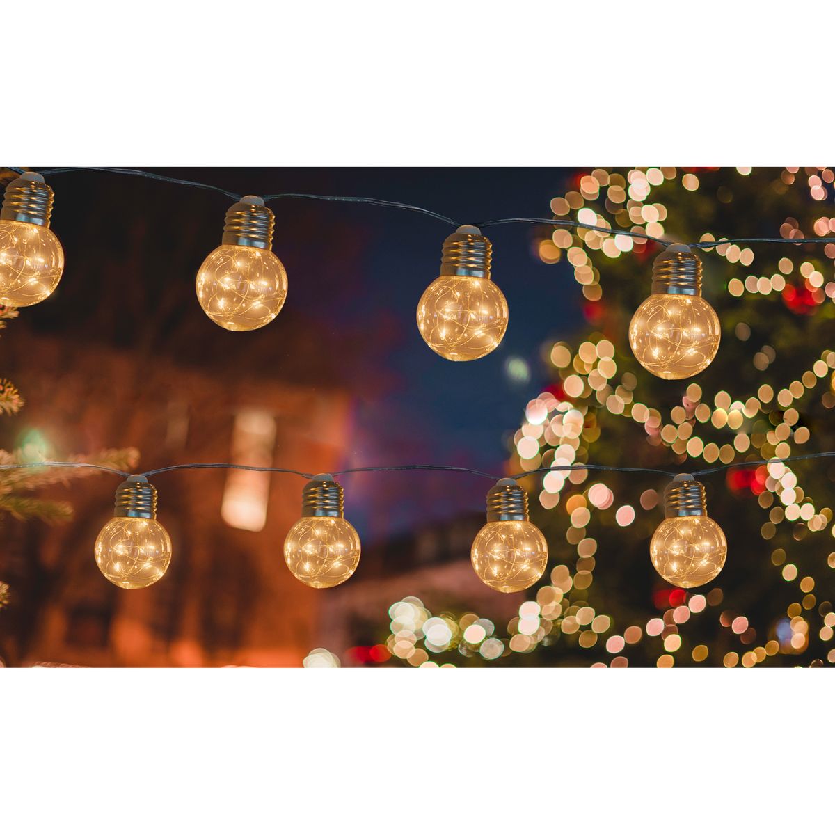 Guirlande solaire 10 ampoules filament pour le jardin
