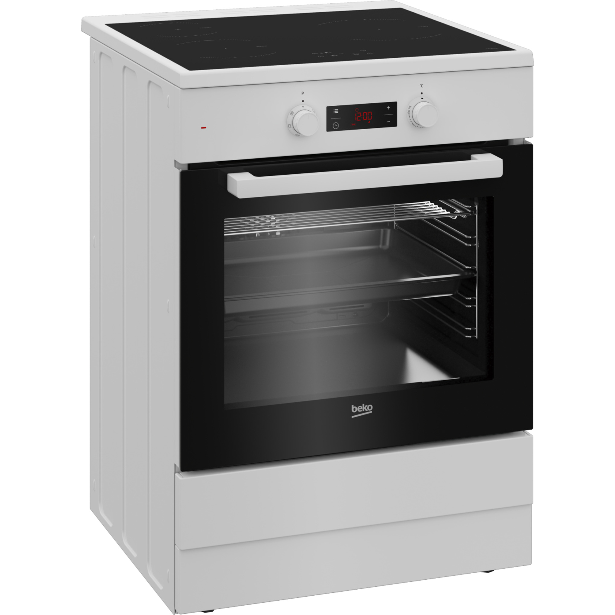 Voir la diapositive 2 : BEKO Cuisinière induction FSE68302MWC, 60 cm, 3 foyers, Four multifonction