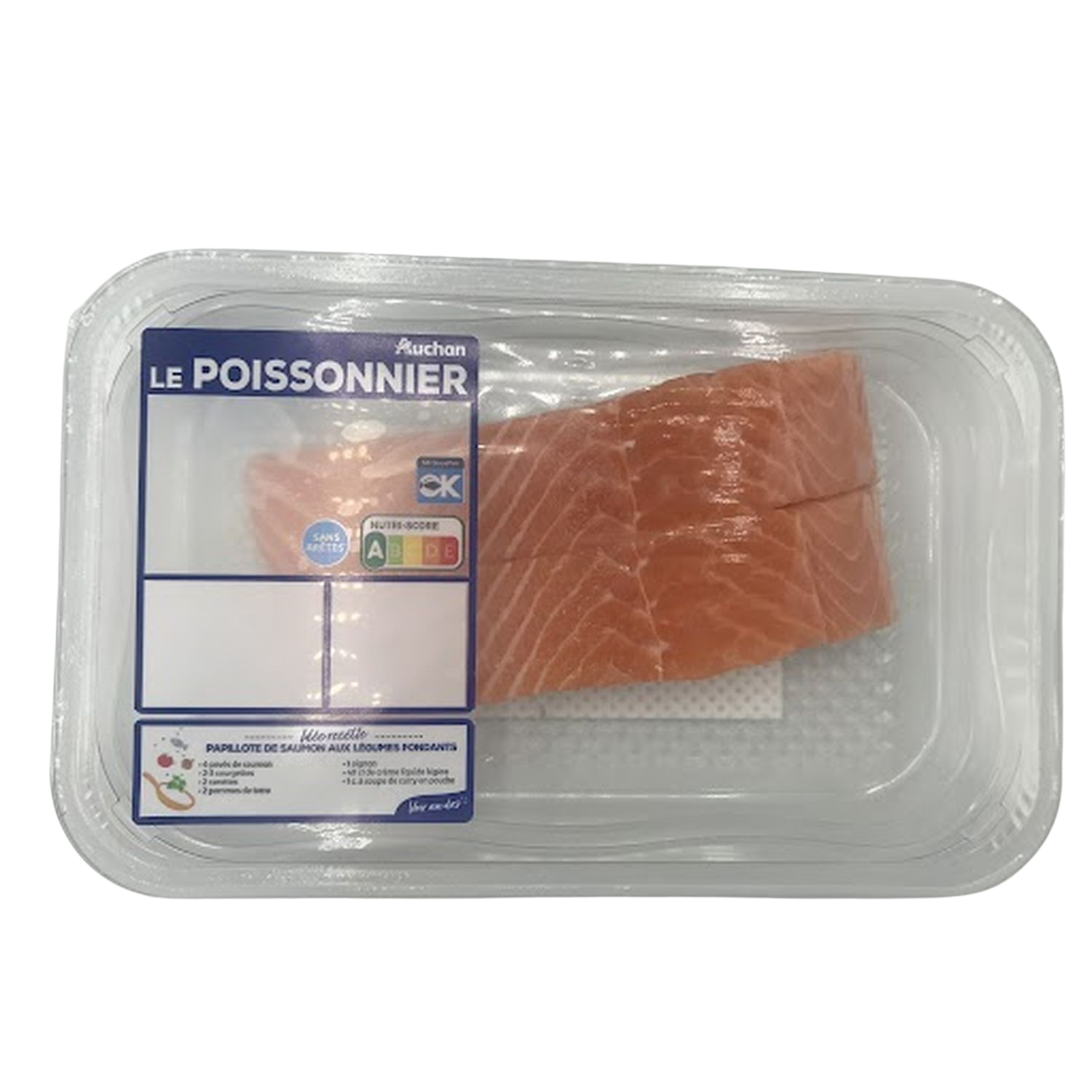 Voir la diapositive 2 : AUCHAN LE POISSONNIER Pavé de saumon sauvage de Norvège 2 pièces 250g