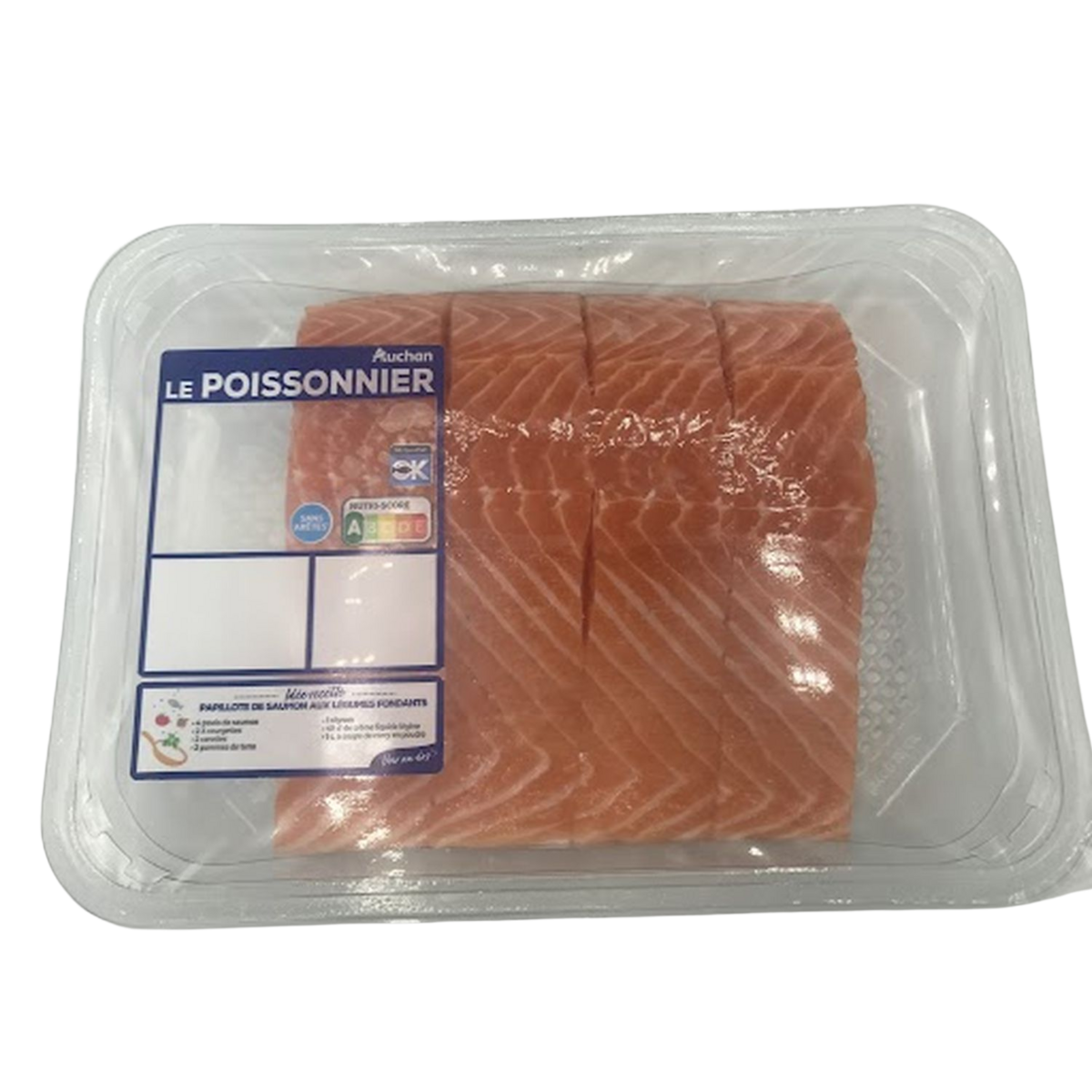 AUCHAN LE POISSONNIER Pavés de saumon de Norvége 4 pièces 500g