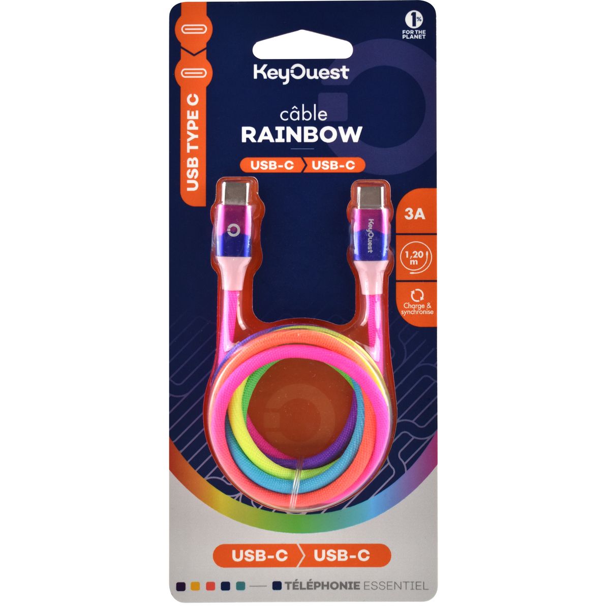 KEYOUEST Câble USB C / USB C- Rainbow