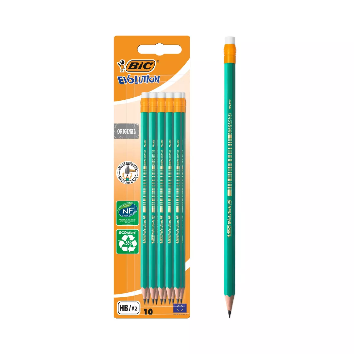 BIC Crayon à papier avec gomme intégrée HB x10