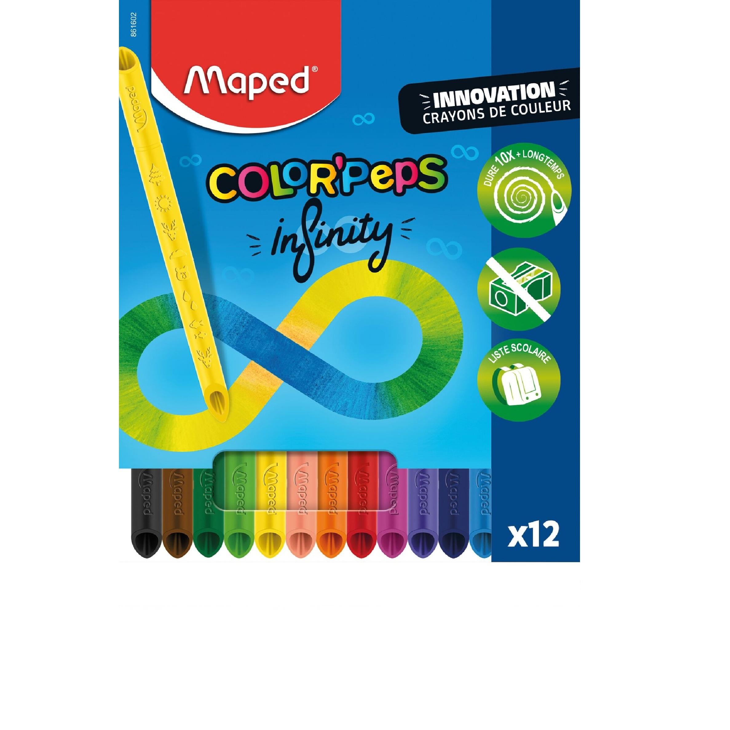 MAPED Pochette de 12 crayons de couleurs Color'Peps infinity