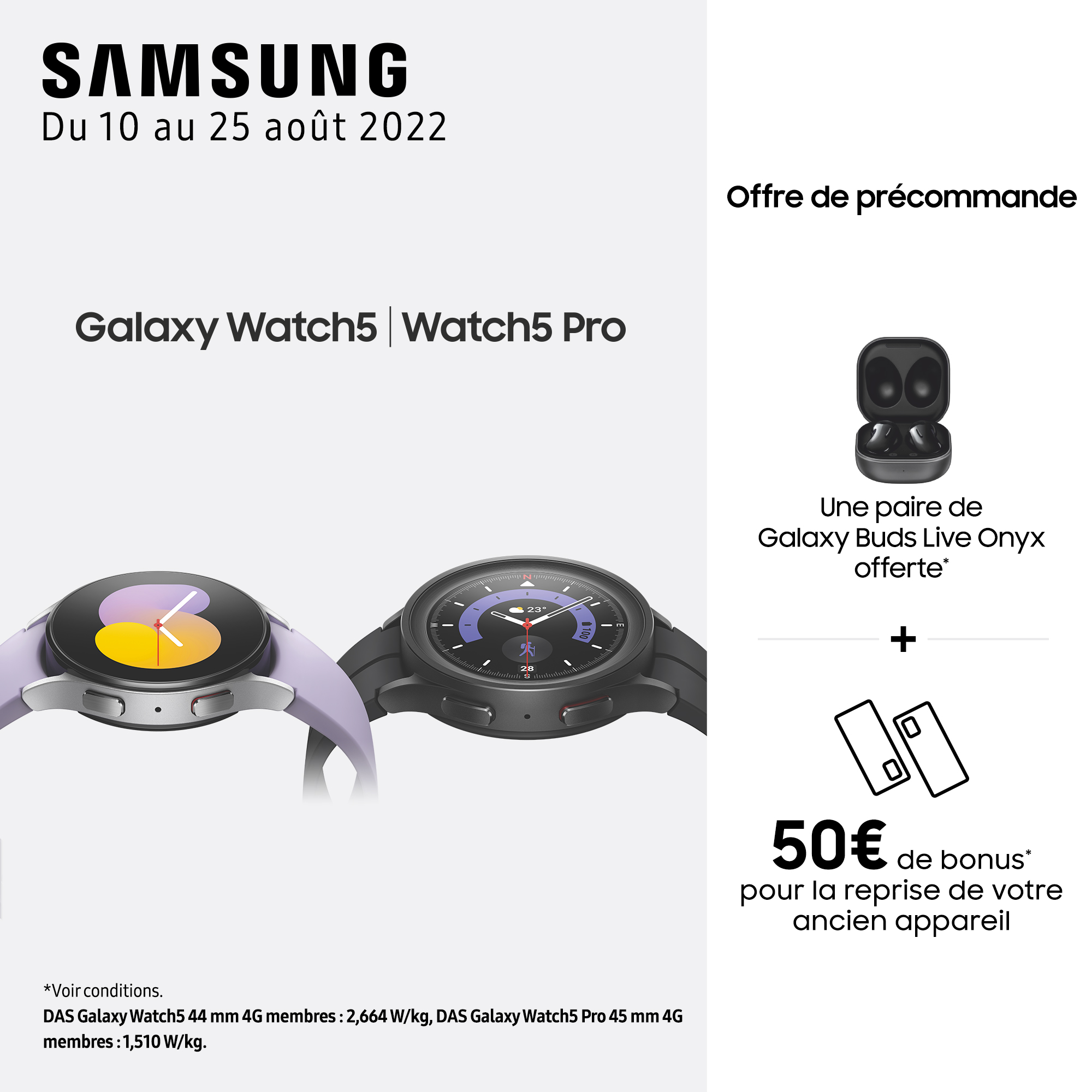 Voir la diapositive 2 : SAMSUNG Montre connectée Watch Pro 5 45mm - Titan