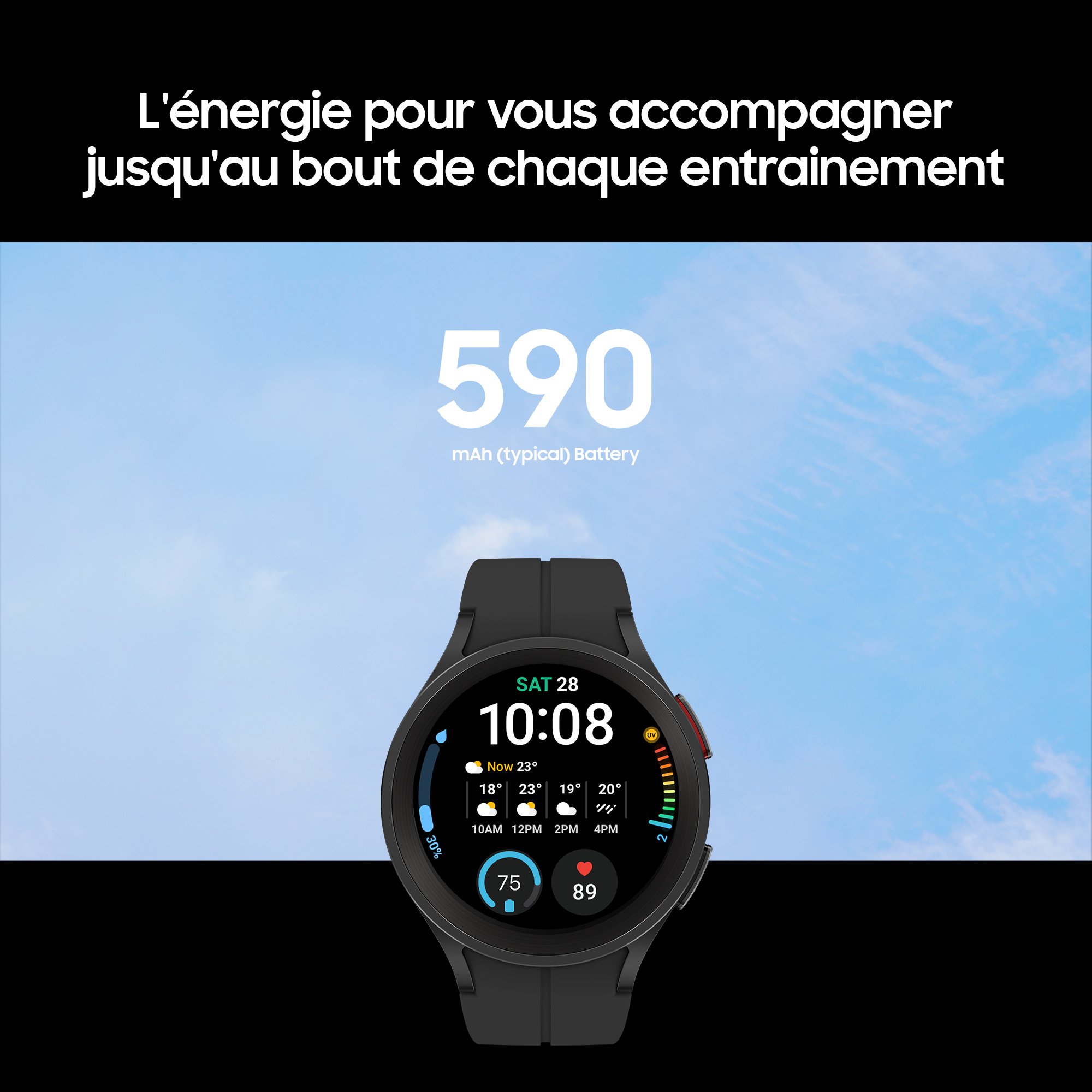 Voir la diapositive 7 : SAMSUNG Montre connectée Watch Pro 5 45mm - Titan